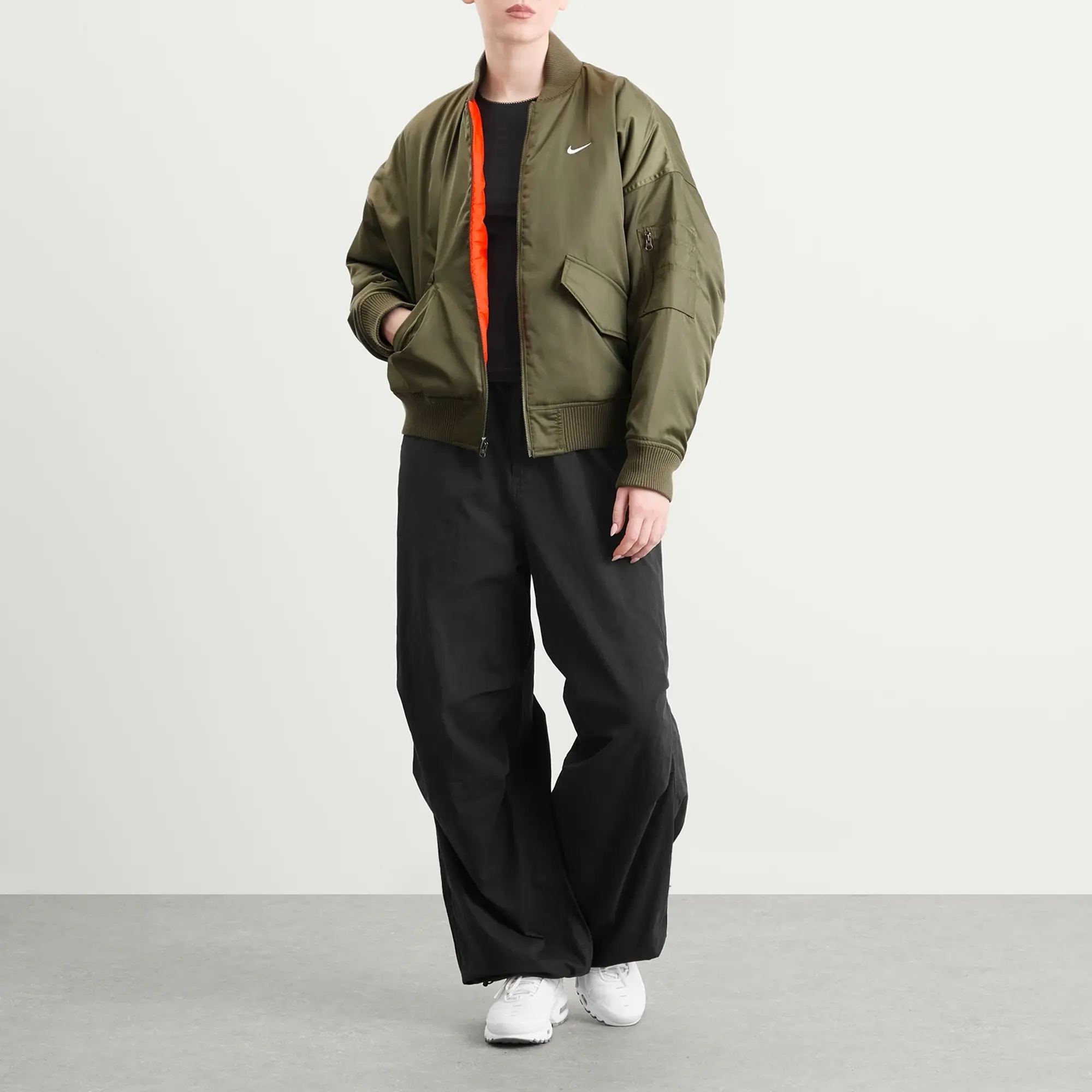 Nike Women's Reversible bomber Jacket Olive/Orange/Sail