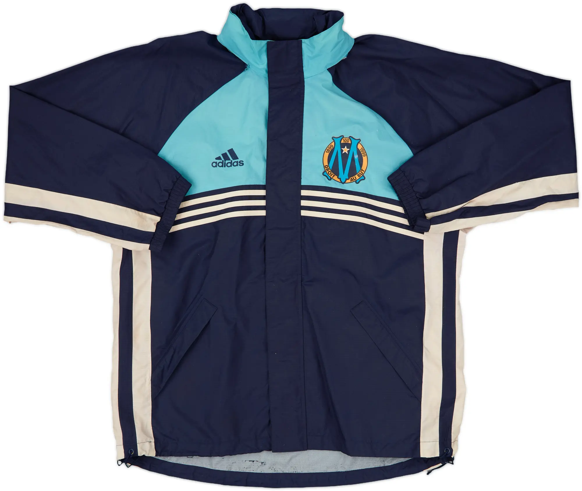 1999-00 Olympique Marseille adidas Hooded Rain Jacket - 8/10 - (L)