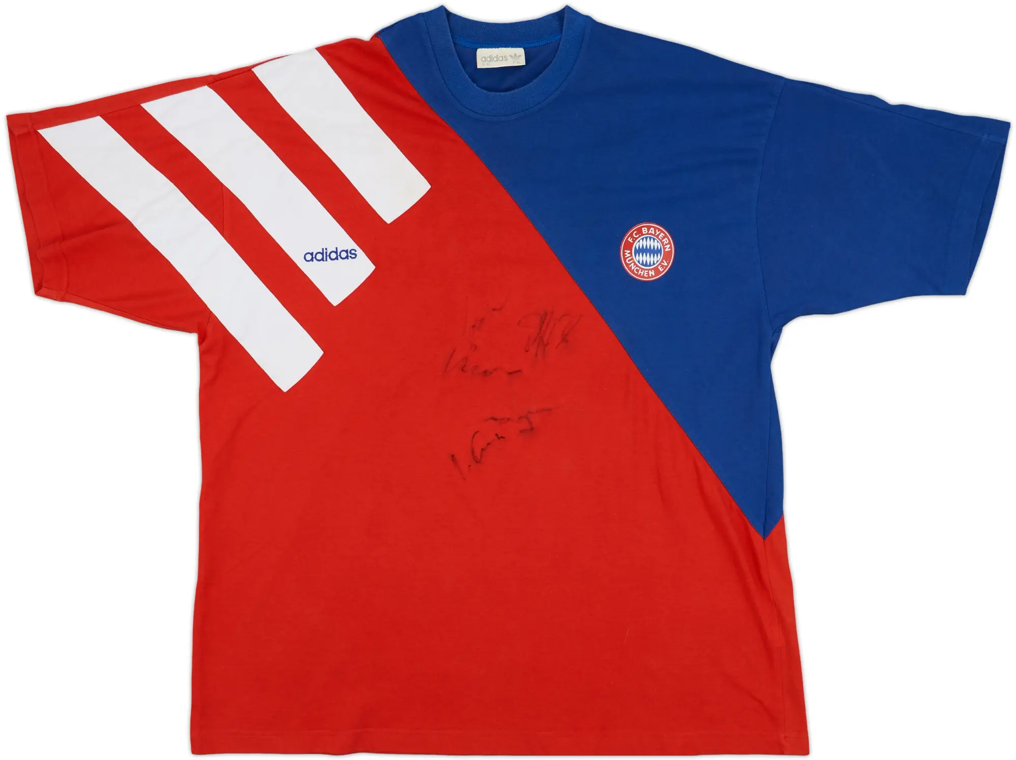 1991-93 Bayern Munich Signed adidas Training Shirt - 8/10 - (XL)
