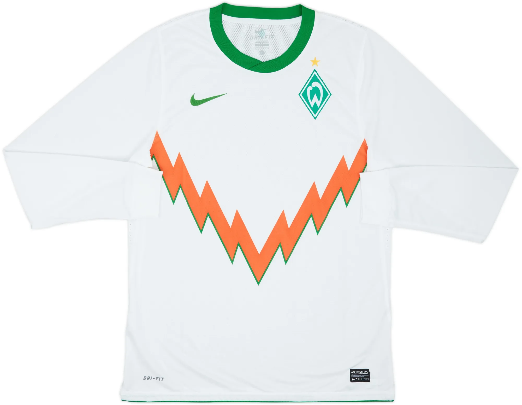 Nike Werder Bremen Mens LS Player Issue Away Shirt 2010/11