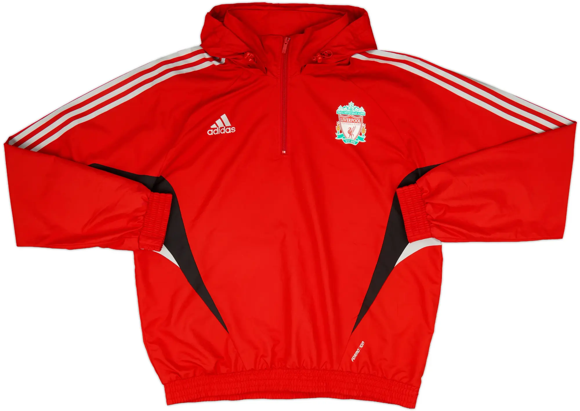 2008-09 Liverpool adidas 1/4 Zip Hooded Rain Jacket - 8/10 - (L)