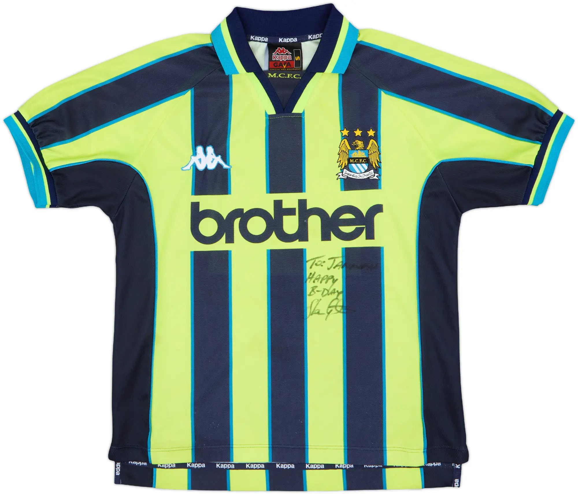 1998-99 Manchester City Signed Away Shirt - 7/10 - (S)