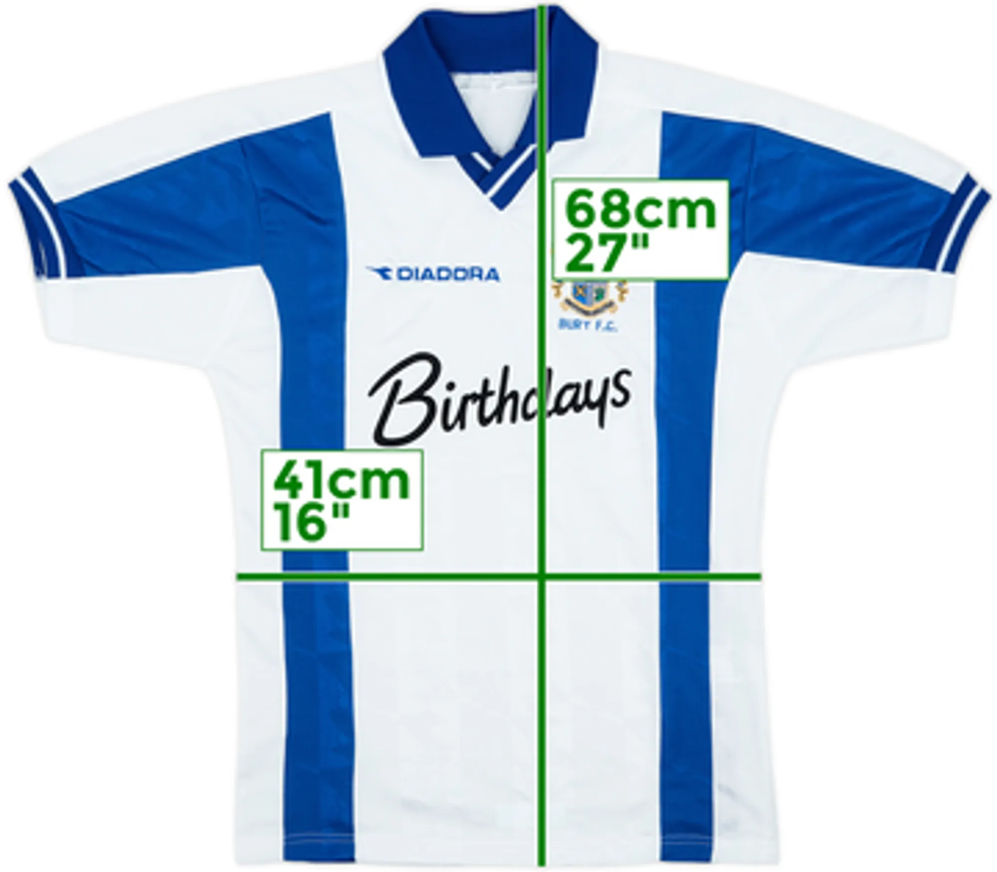 Diadora Bury Boys SS Home Shirt 1999/01