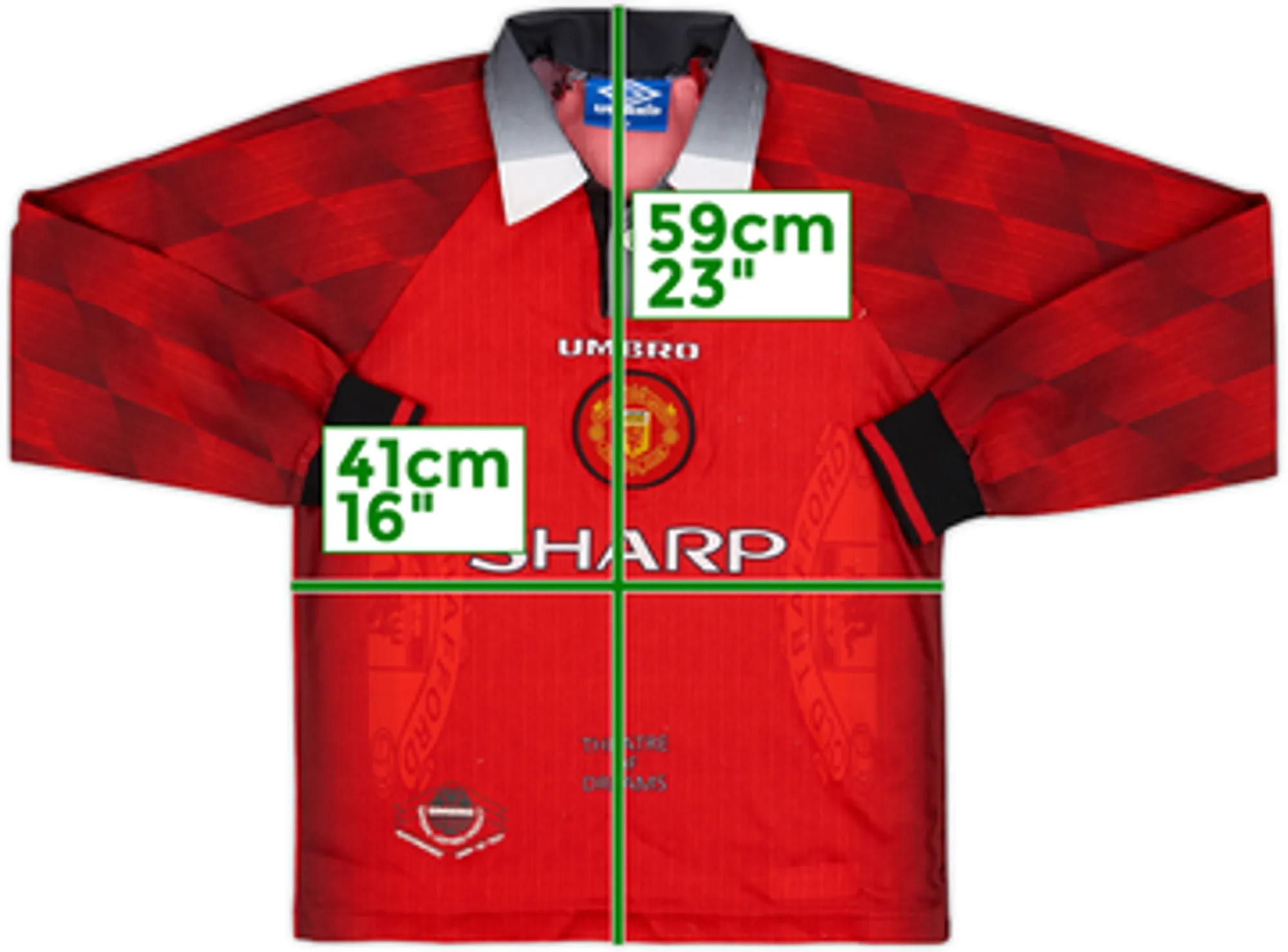 Umbro Manchester United Boys LS Home Shirt 1996/98
