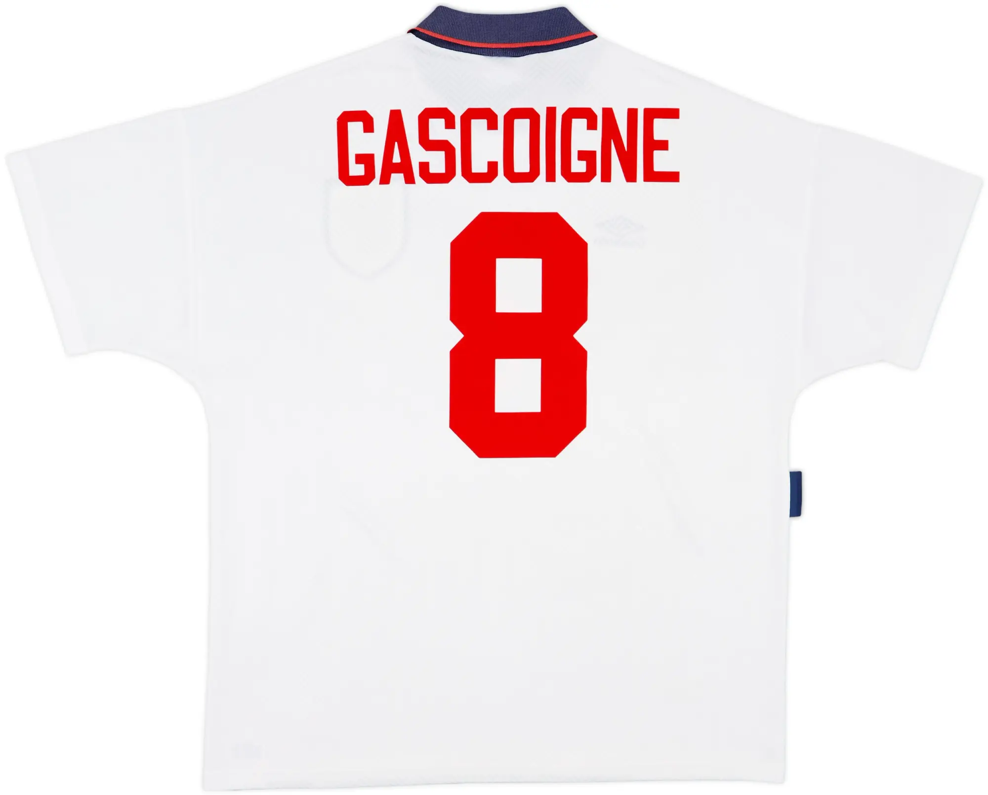1993-95 England Home Shirt Gascoigne #8 - 8/10 - (XL)
