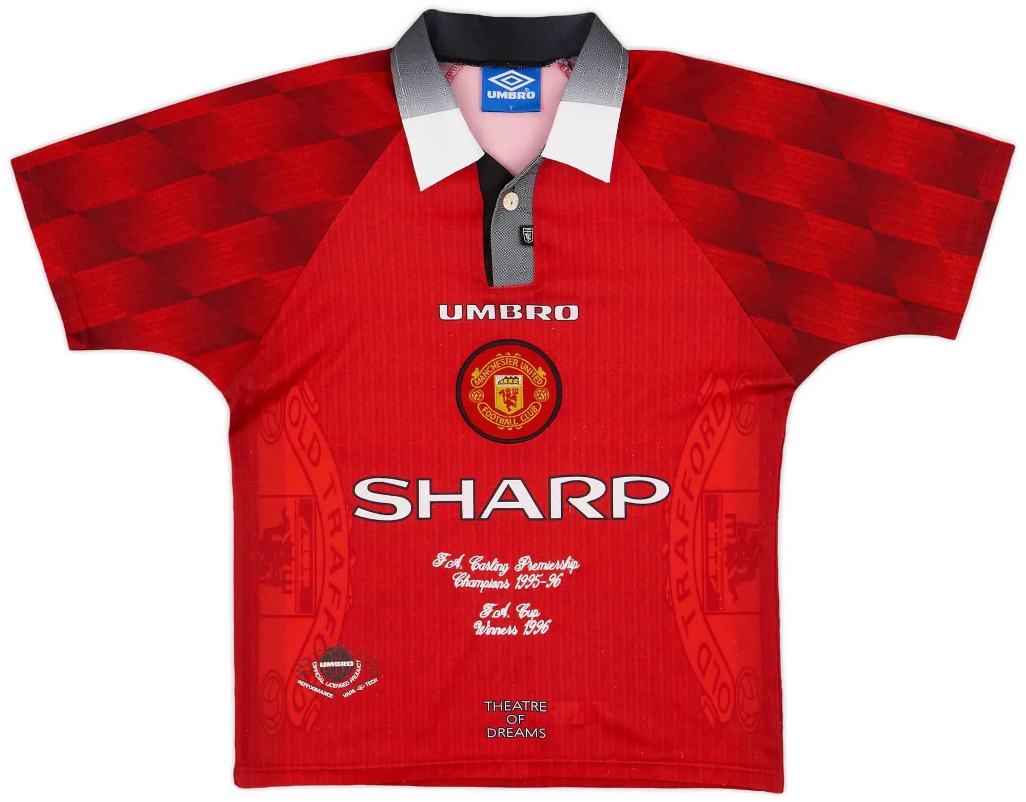 1996-98 Manchester United 'Champions' Home Shirt - 8/10 - (Y)