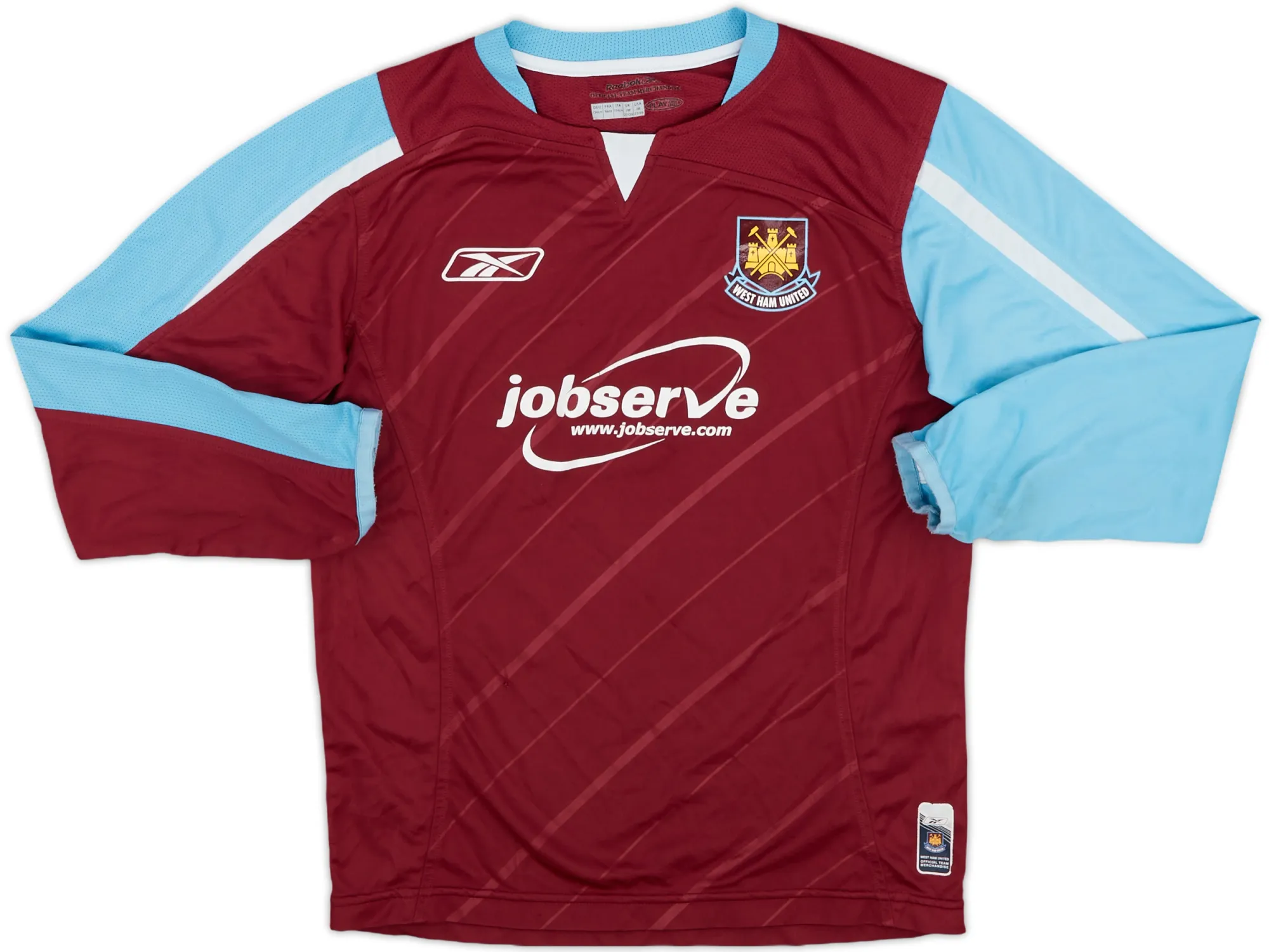 Reebok West Ham United Boys LS Home Shirt 2005/07
