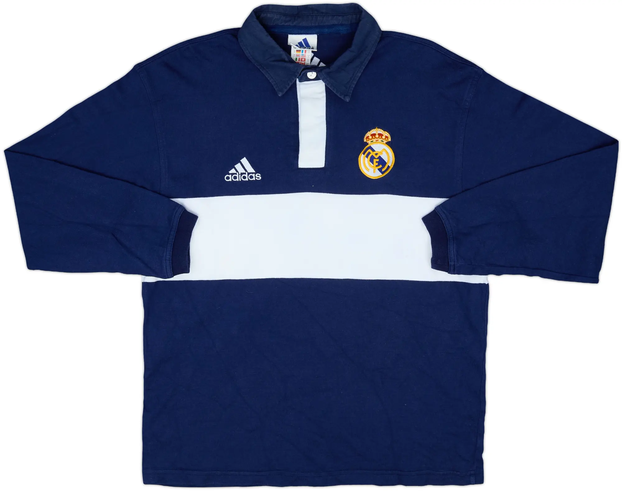 2000-01 Real Madrid adidas Polo L/S Shirt - 8/10 - (M)