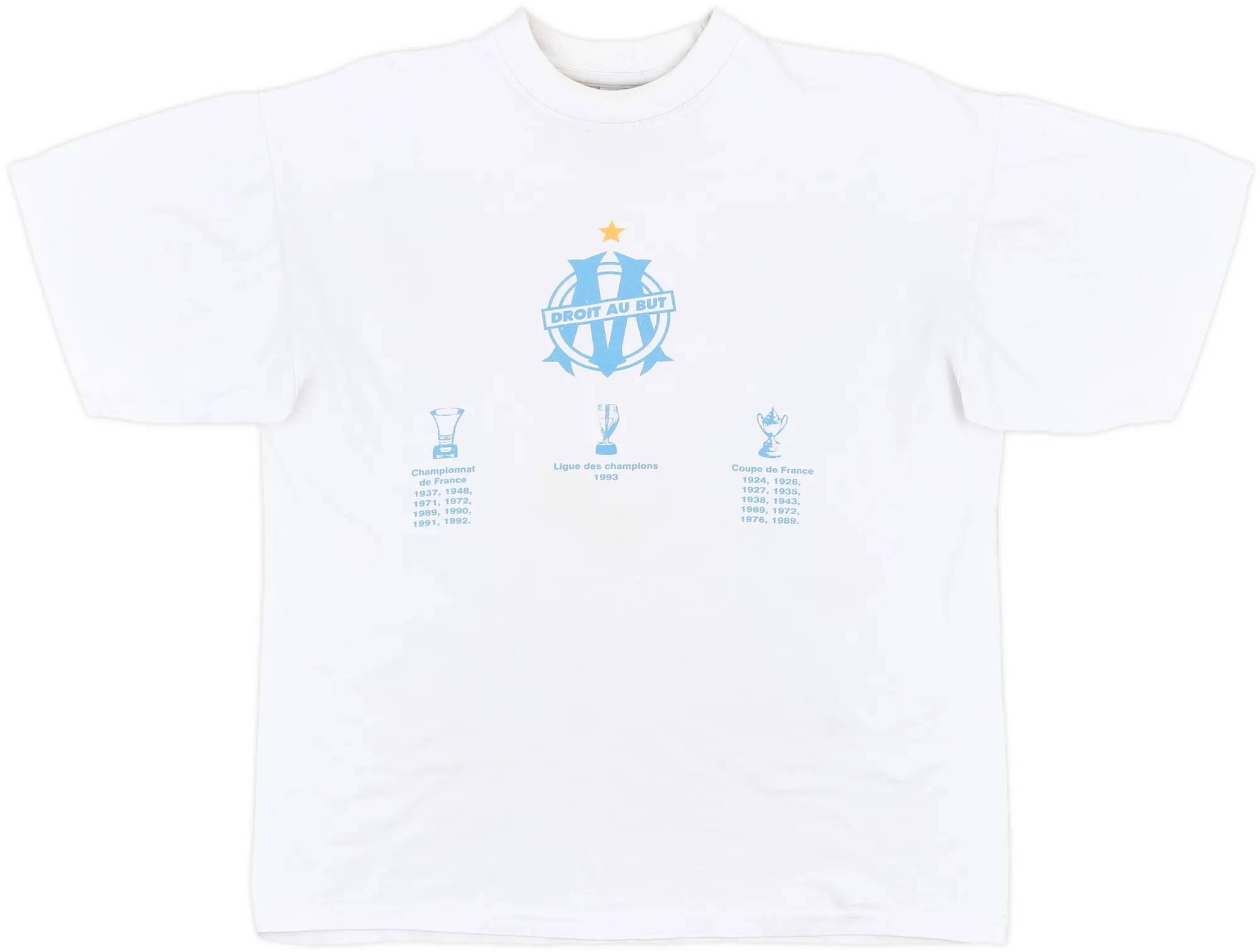 1993-94 Olympique Marseille adidas Cotton Tee - 7/10 - (S)