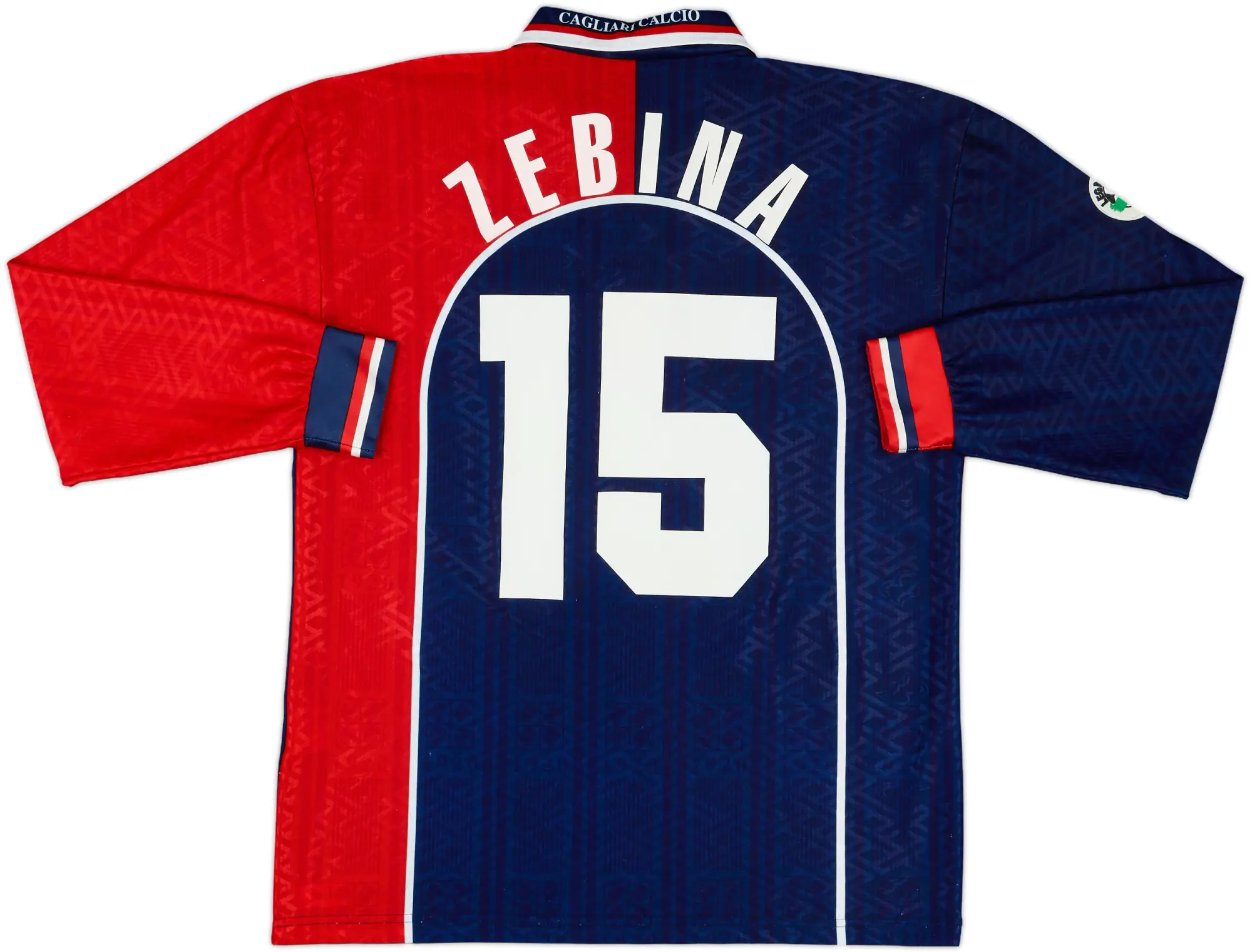 1998-99 Cagliari Match Issue Home L/S Shirt Zebina #15