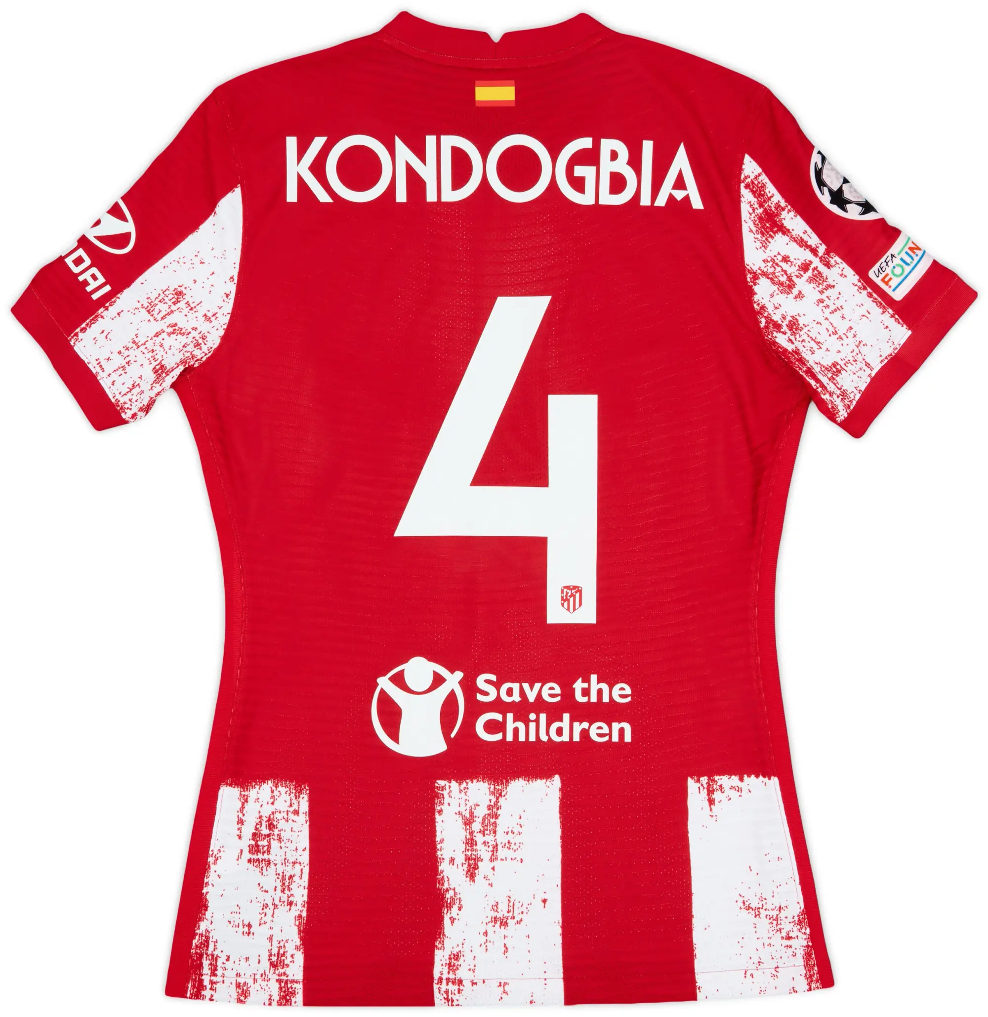 2021-22 Atletico Madrid Match Issue Champions League Home Shirt Kondogbia #4
