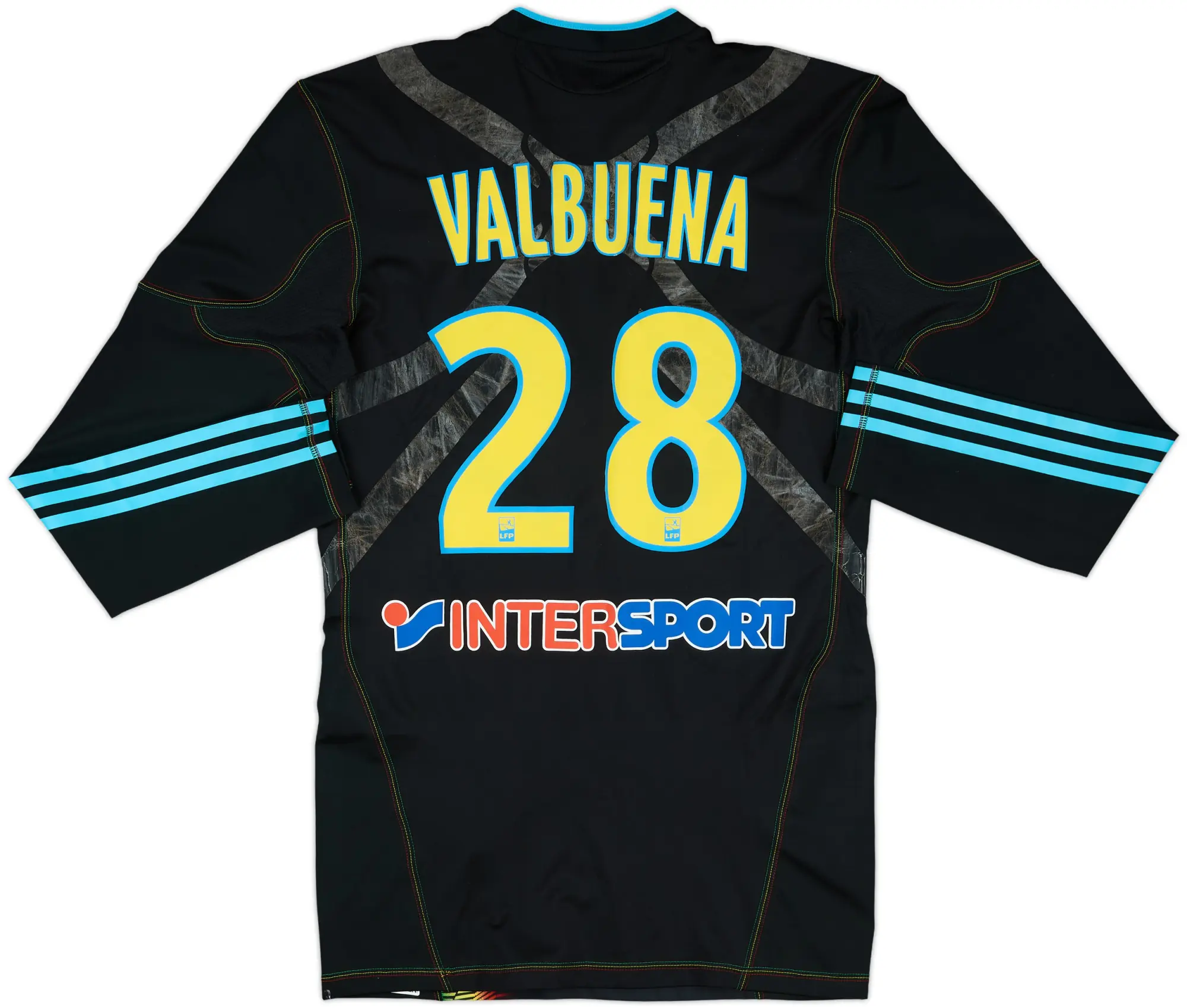 2010-11 Olympique Marseille Player Issue Techfit Third L/S Shirt Valbuena #28 - 7/10 - (L)
