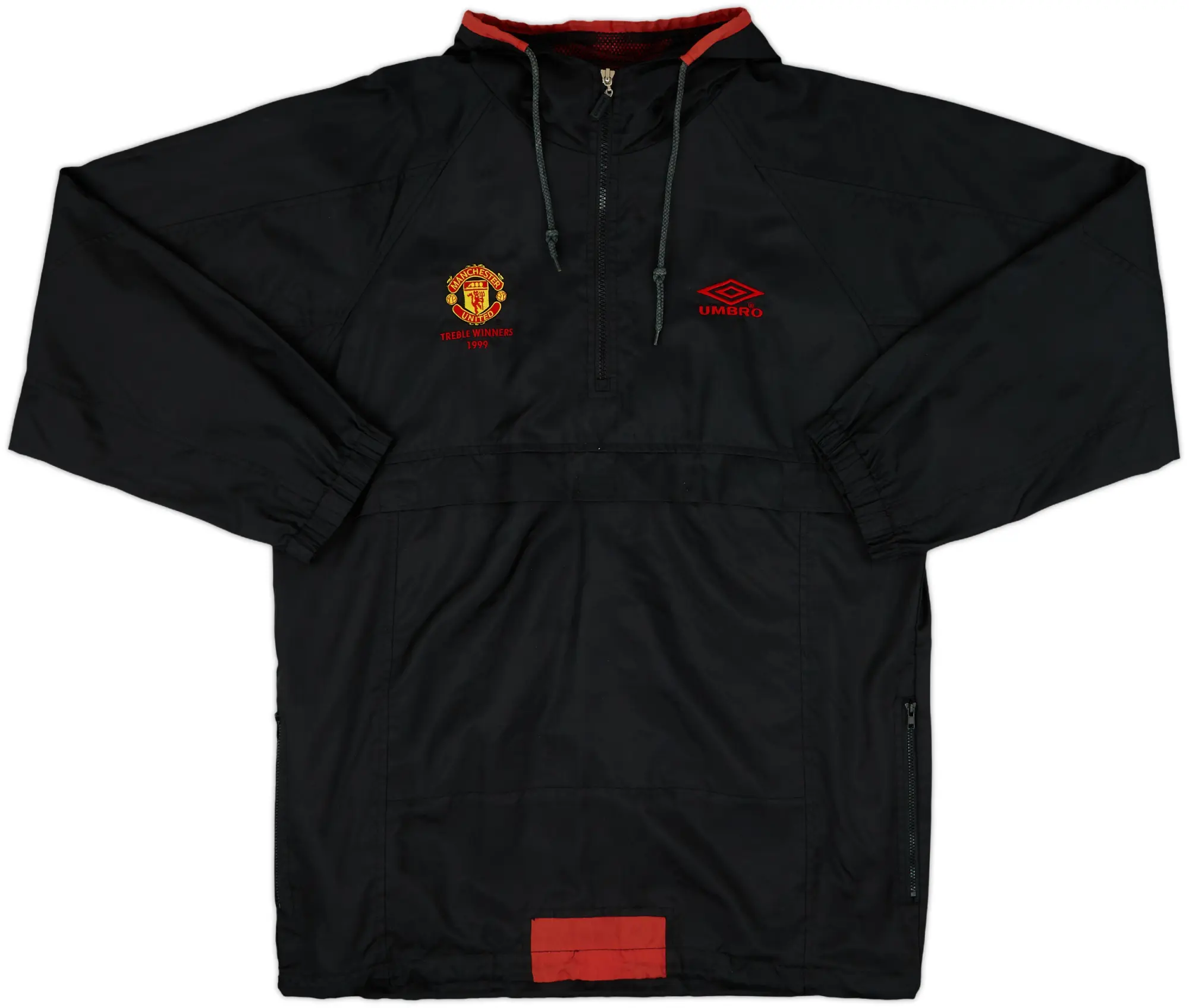 1999-01 Manchester United Umbro 1/4 Zip Hooded Drill Top - 9/10 - (L)