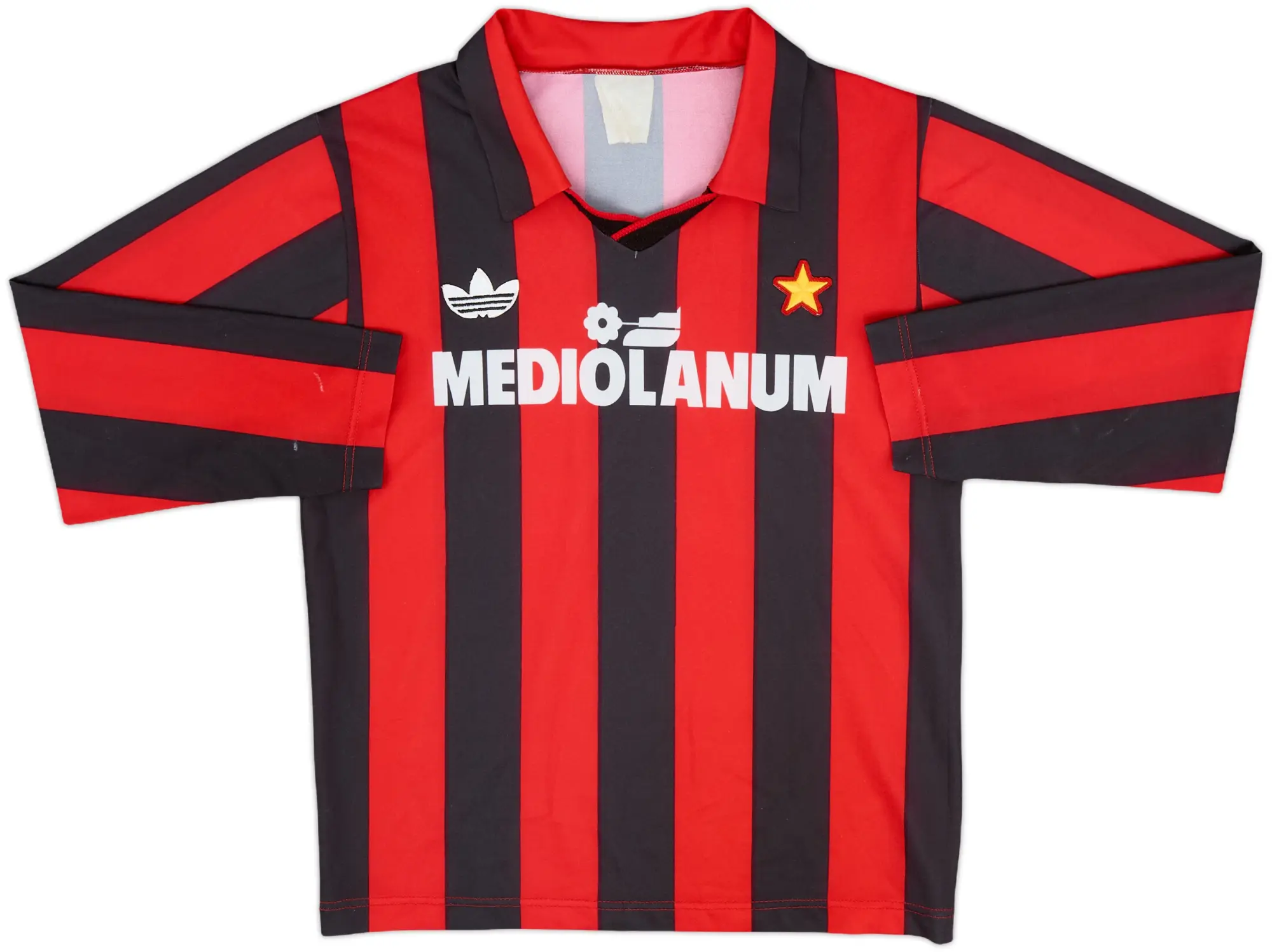 1991-92 AC Milan Home L/S Shirt - 8/10 - (XS.Boys)