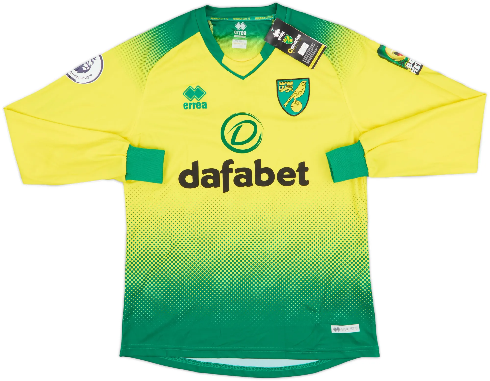 Errea Norwich City Mens LS Home Shirt 2019/20