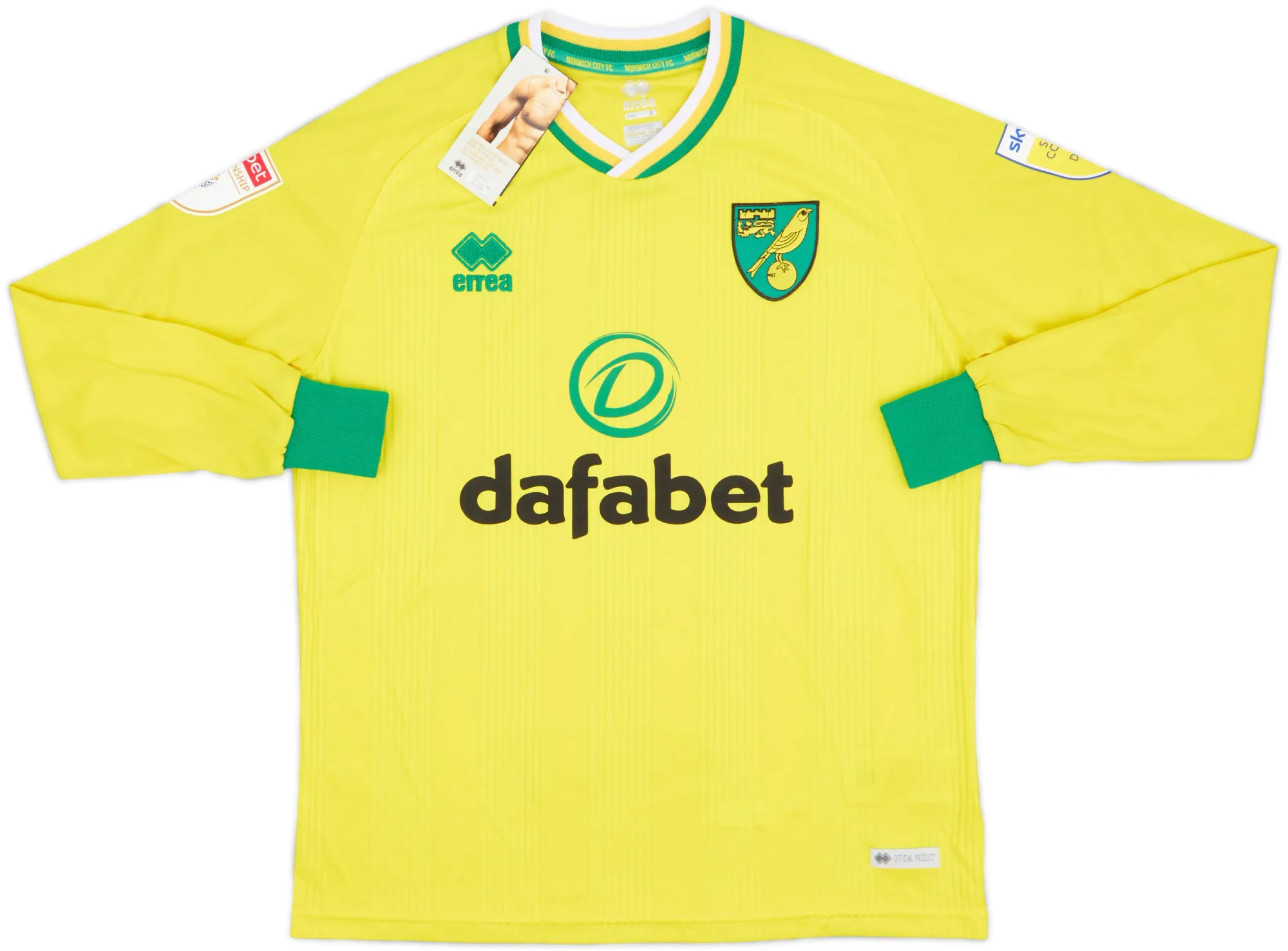 Errea Norwich City Mens LS Home Shirt 2020/21