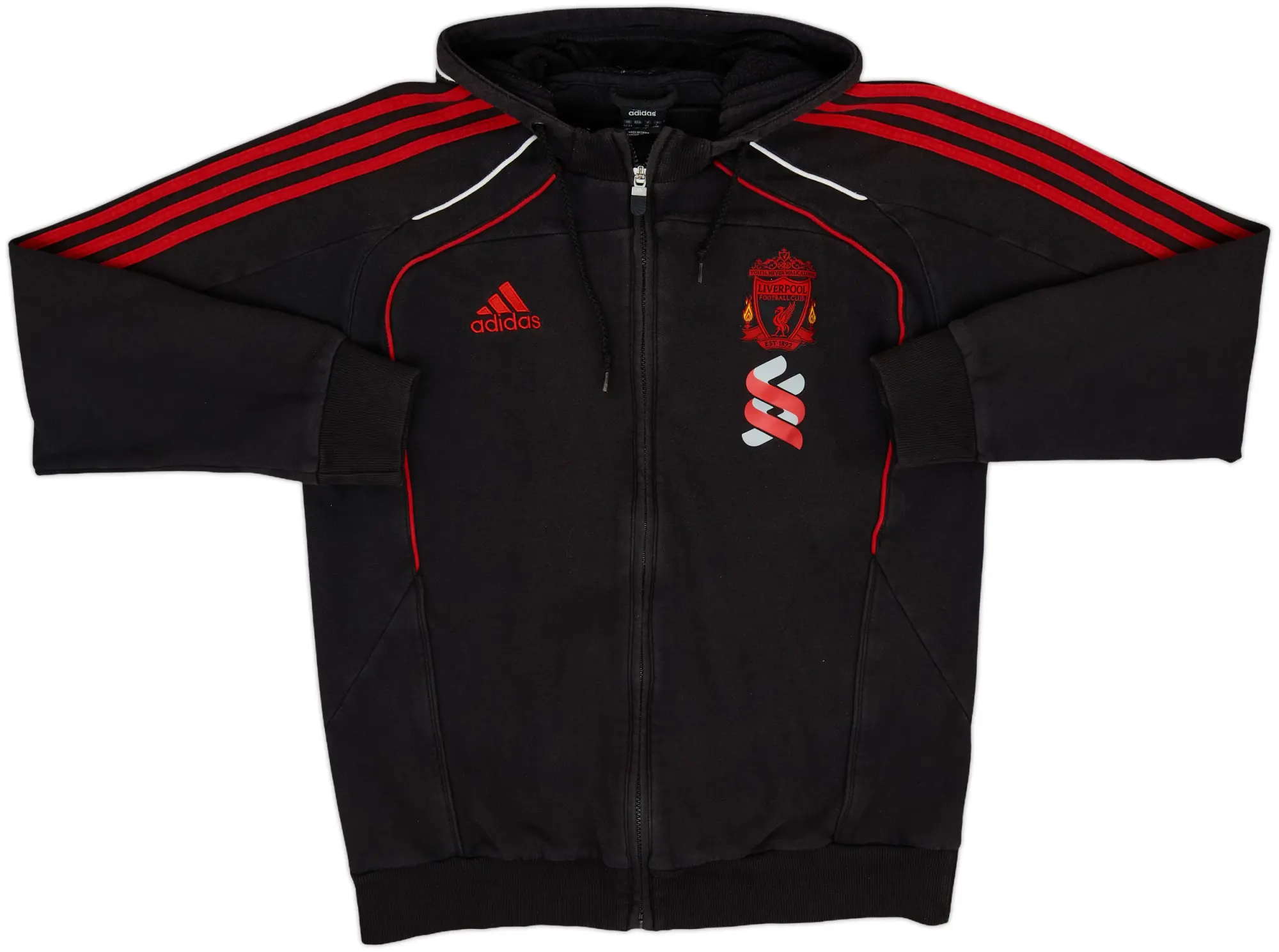 2010-11 Liverpool adidas Hooded Sweat Top - 8/10 - (L)