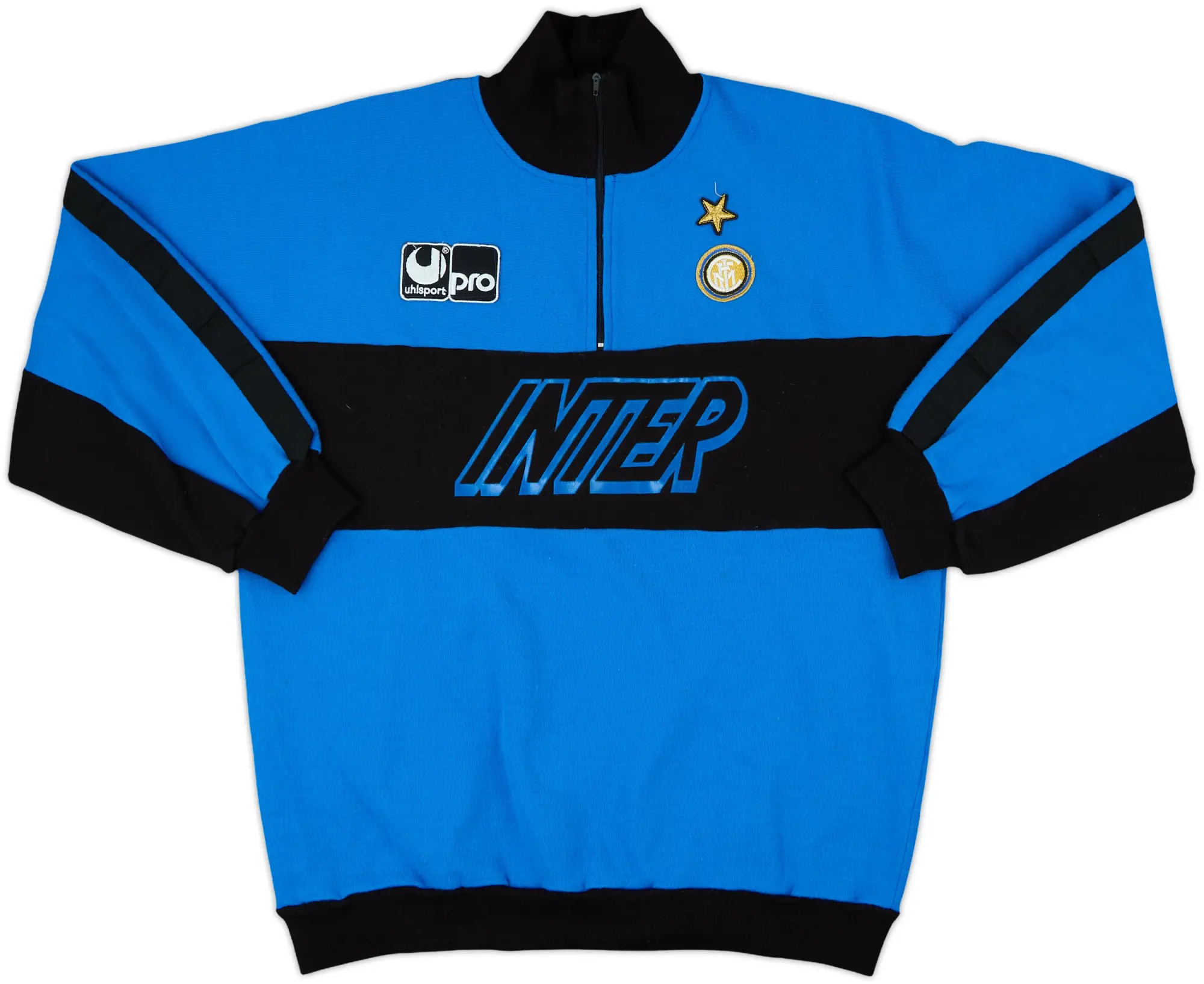 1990-91 Inter Milan Uhlsport 1/4 Zip Sweat Top - 8/10 - (M)