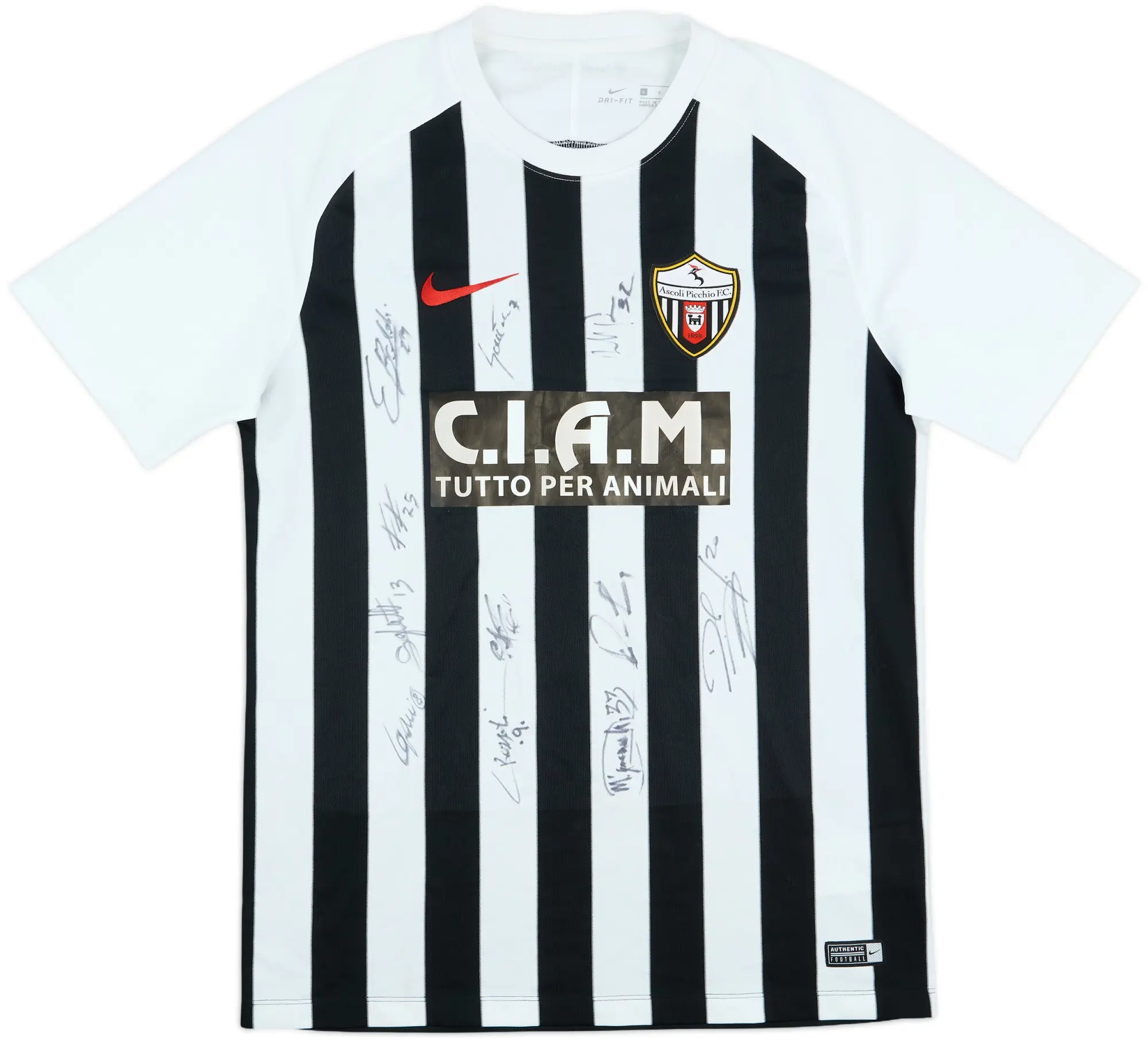 2017-18 Ascoli Squad Signed Home Shirt - 8/10 - (L)