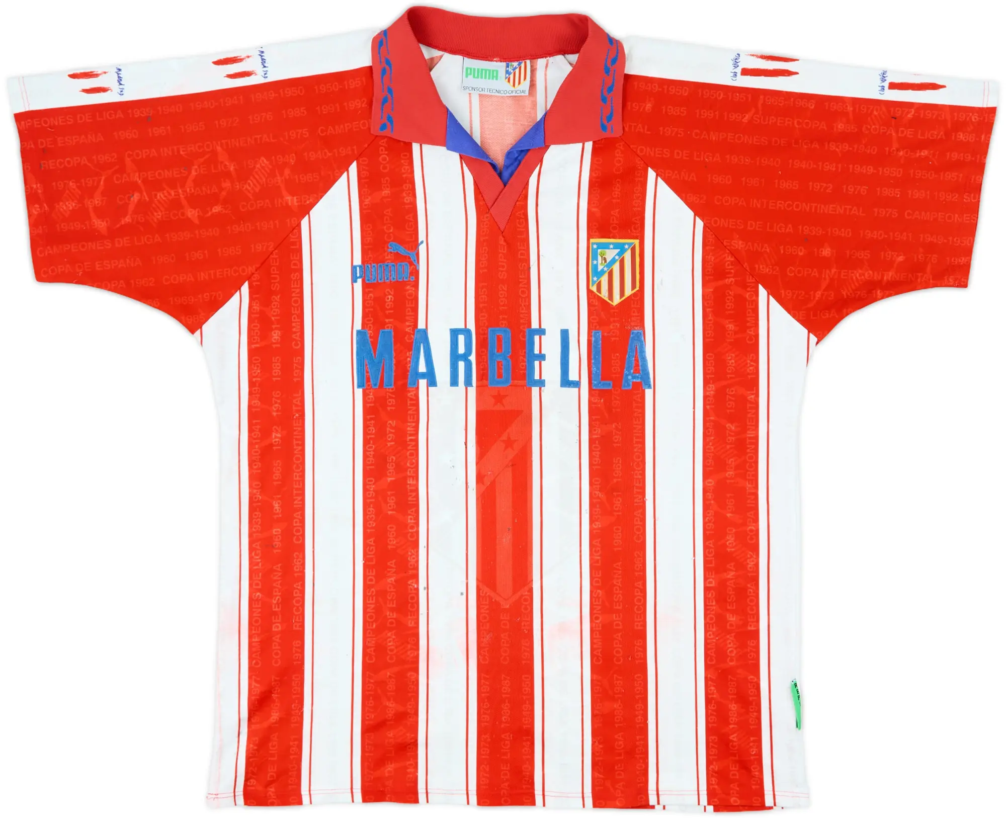 1995-96 Atletico Madrid Home Shirt - 5/10 - (L)