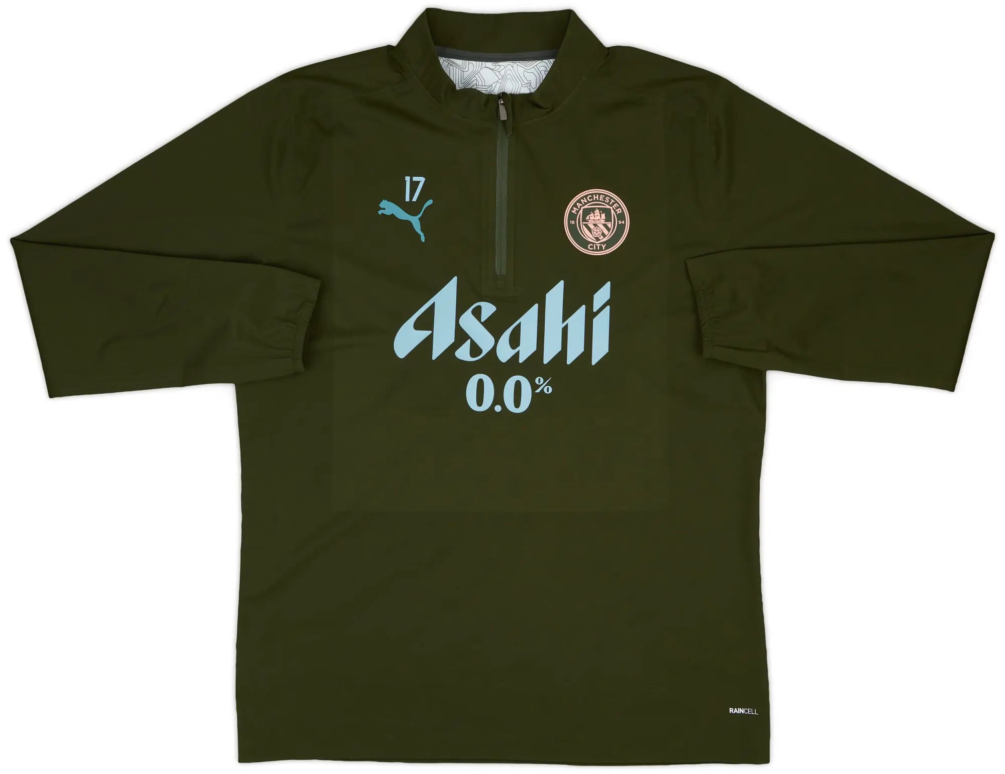 2024-25 Manchester City Player Issue 1/4 Zip Rain Top #17 (De Bruyne) - As New - (L)