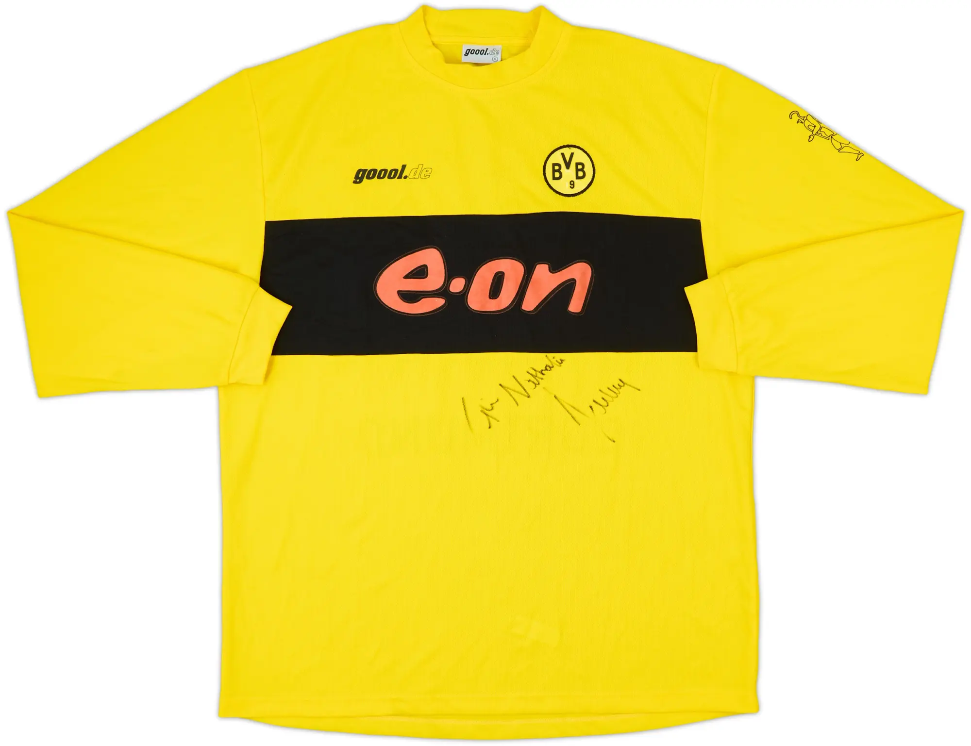 2002-03 Borussia Dortmund Signed Home L/S Shirt - 5/10 - (XL)