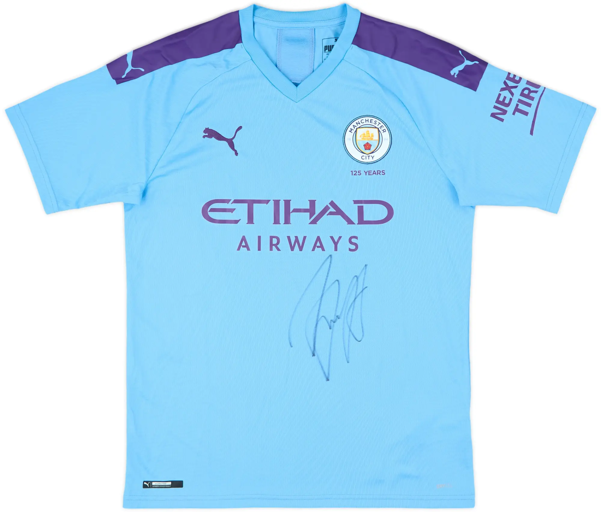 2019-20 Manchester City Signed Home Shirt - 8/10 - (M)