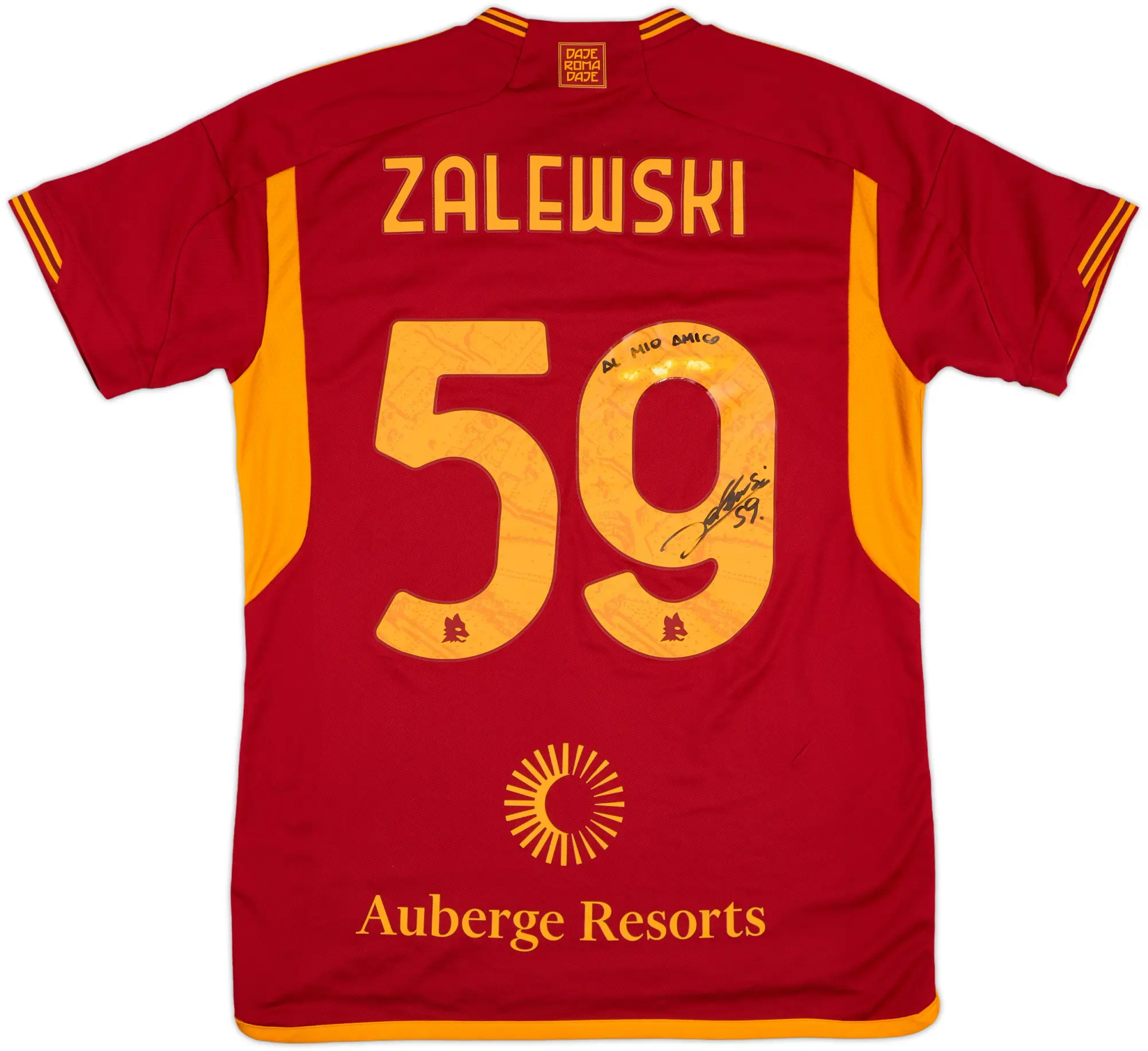 2023-24 Roma Match Issue Signed Home Shirt Zalewski #59