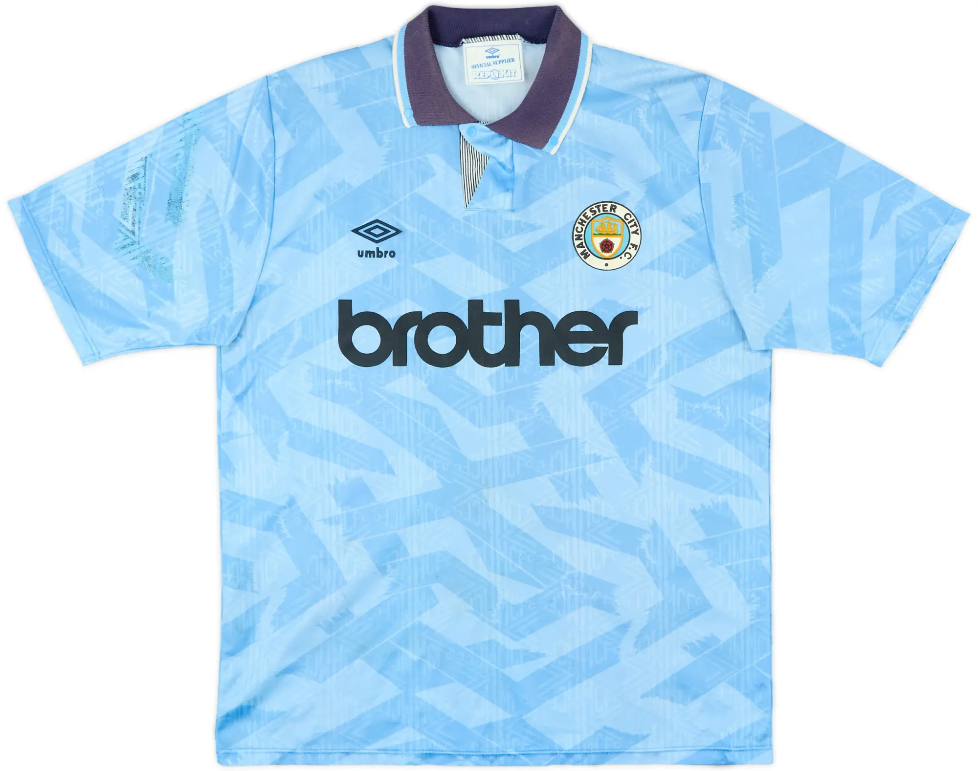 1991-93 Manchester City Home Shirt - 8/10 - (L)