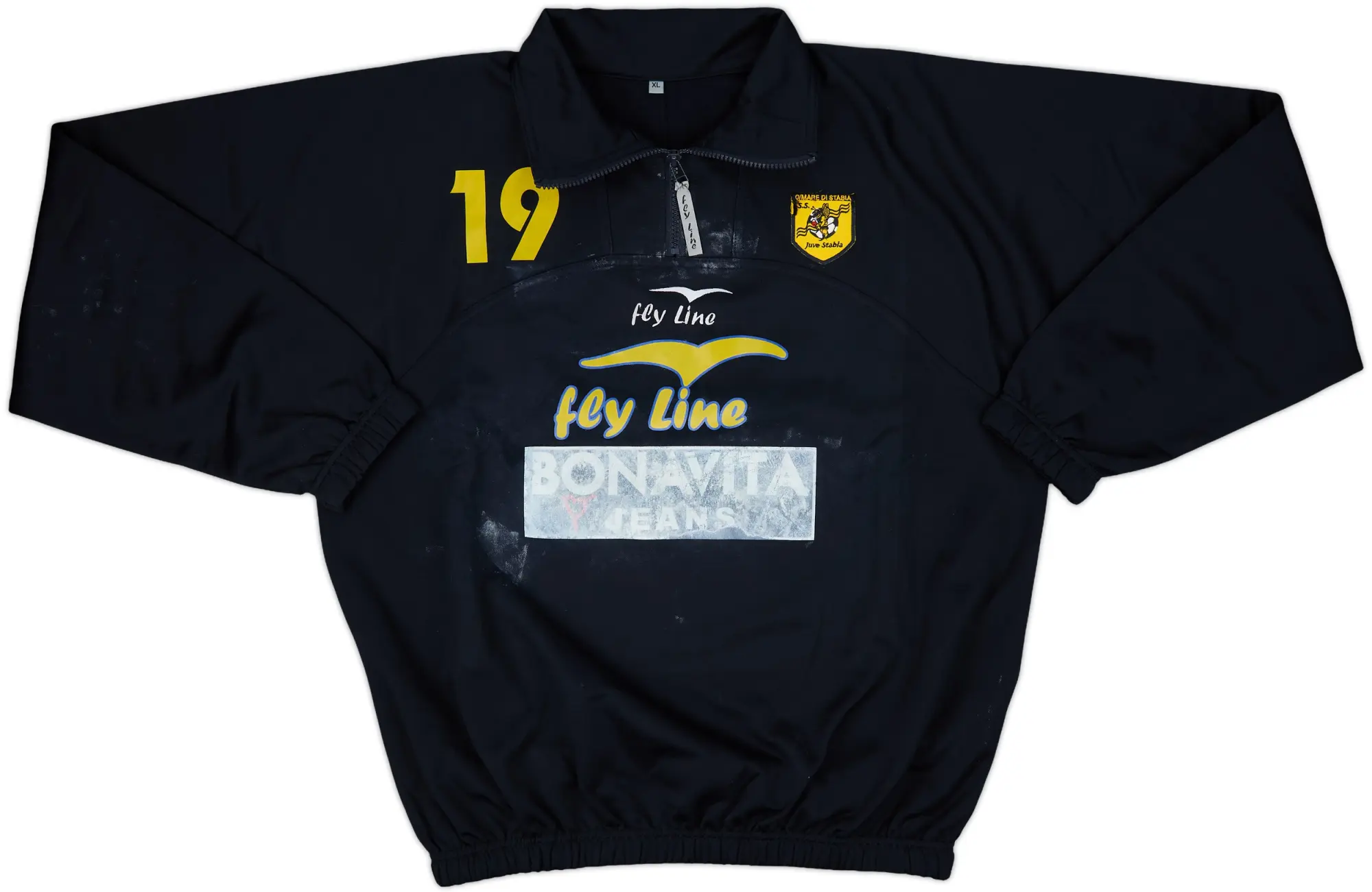 2011-12 Juve Stabia Fly Line Player Issue 1/4 Zip Drill Top #19 - 4/10 - (XL)