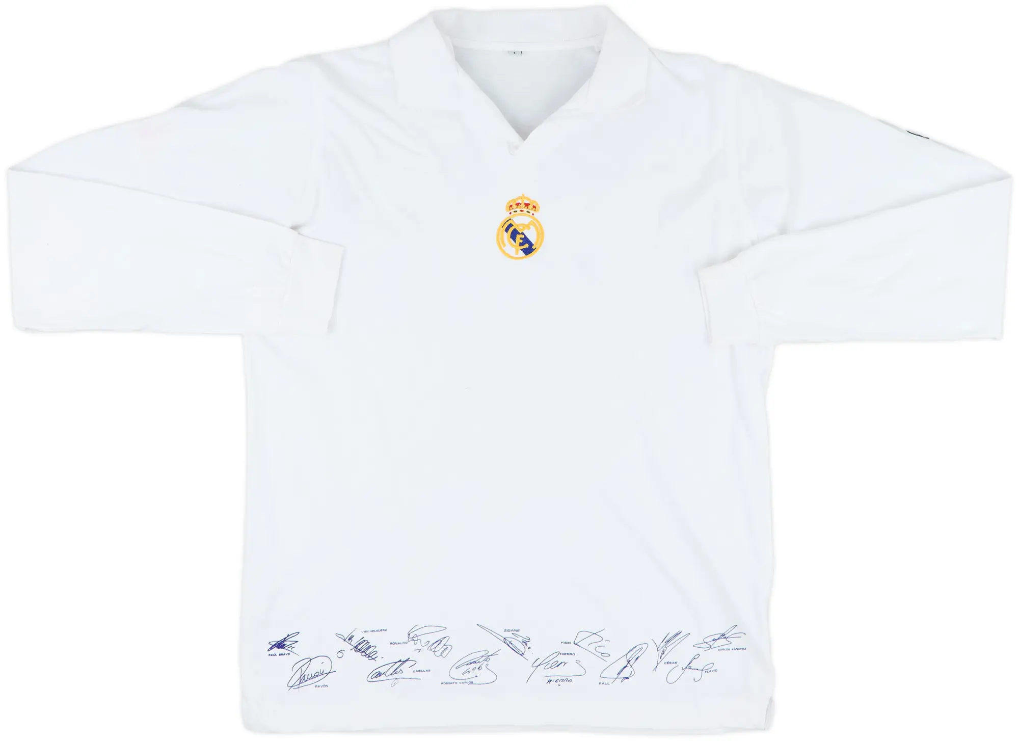2002-03 Real Madrid 'Signed' Cotton L/S Shirt - 9/10 - (L)