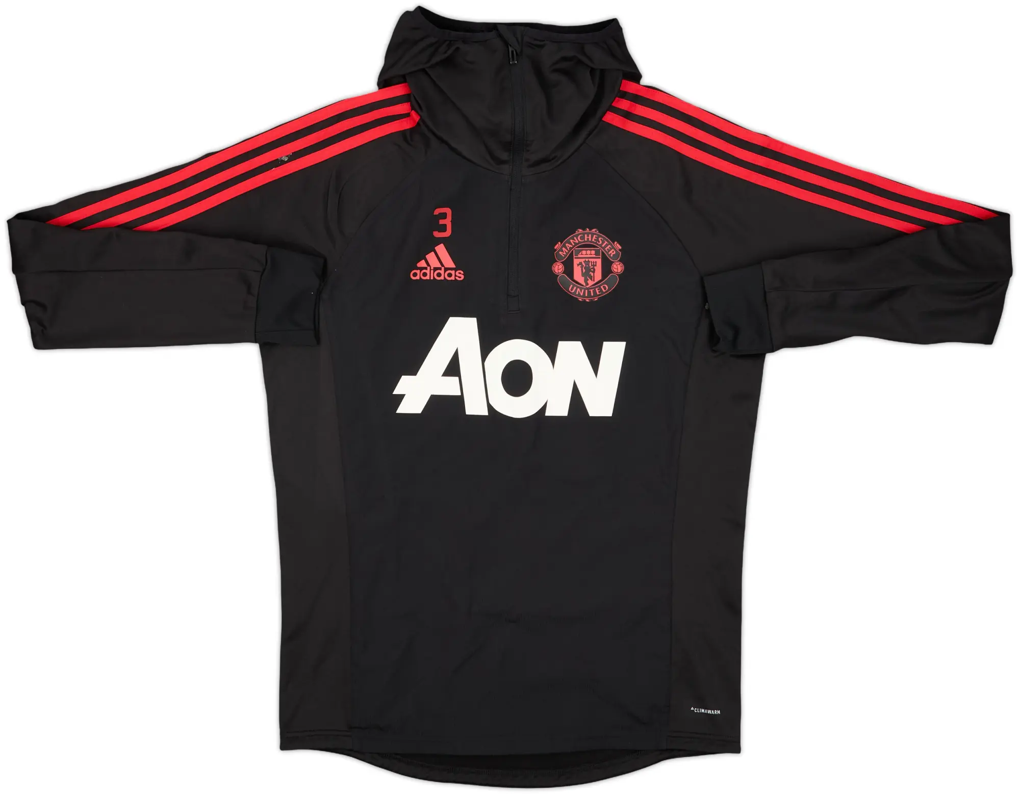 2018-19 Manchester United adidas Player Issue 1/4 Zip Drill Top #3 - 8/10 - (S)