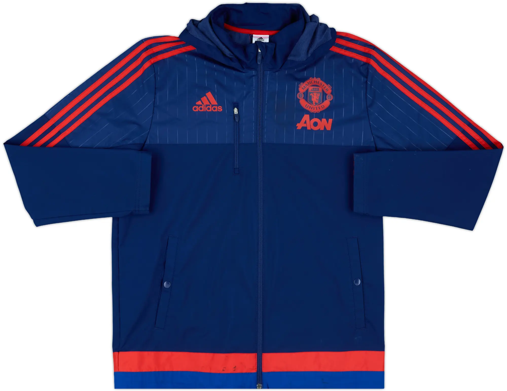 2015-16 Manchester United adidas Hooded Rain Coat - 8/10 - (L)