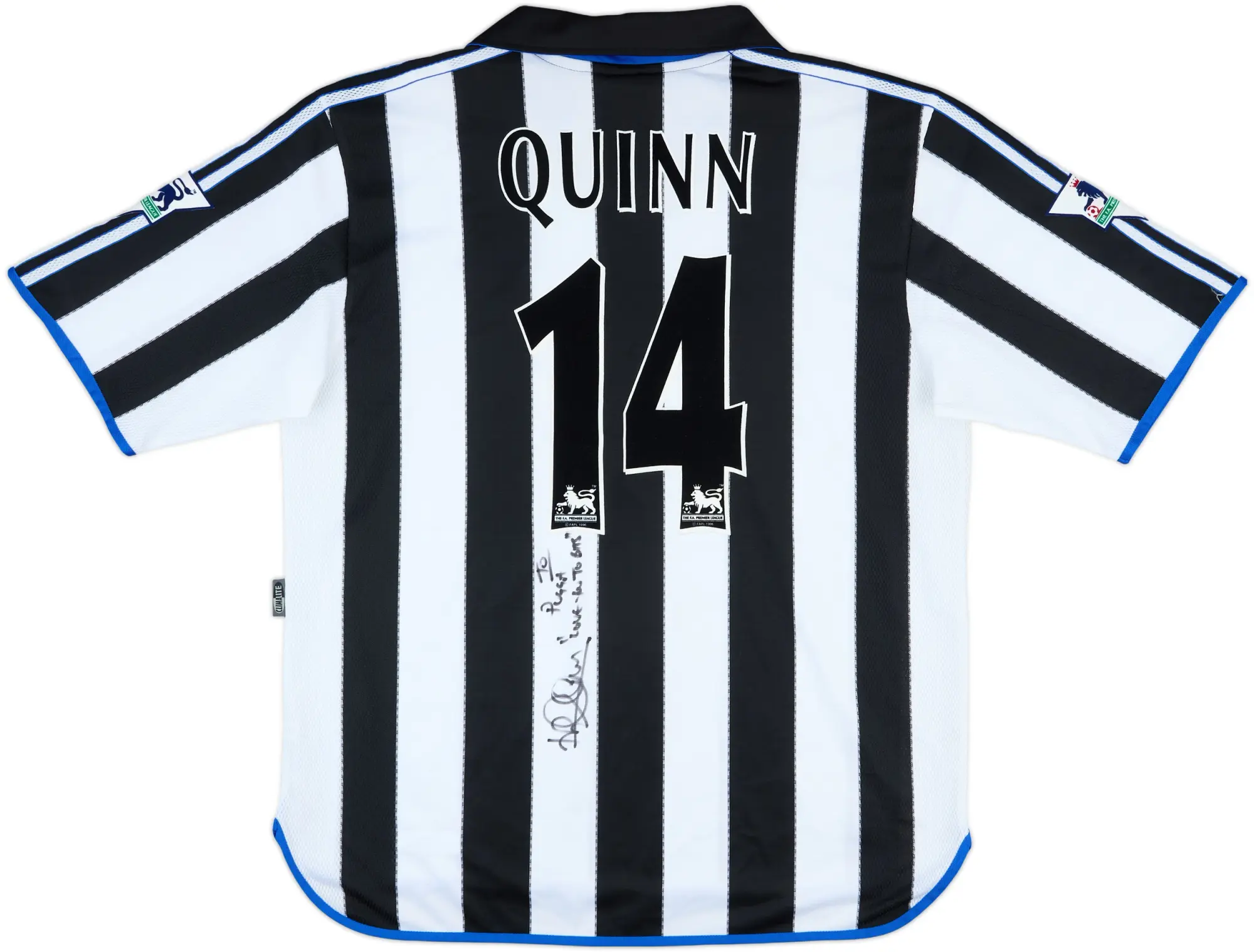 2000-01 Newcastle Signed Home Shirt Quinn #14