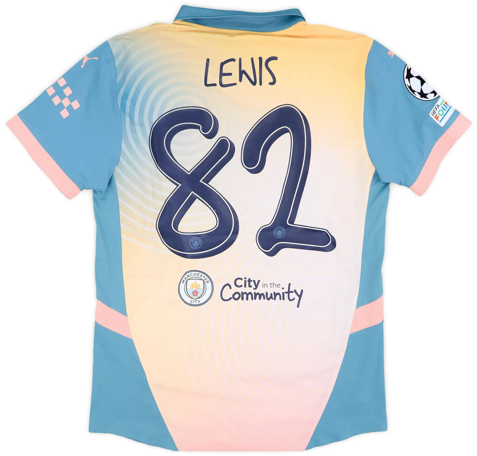 2024-25 Manchester City Match Issue Champions League Fourth Shirt Lewis #82