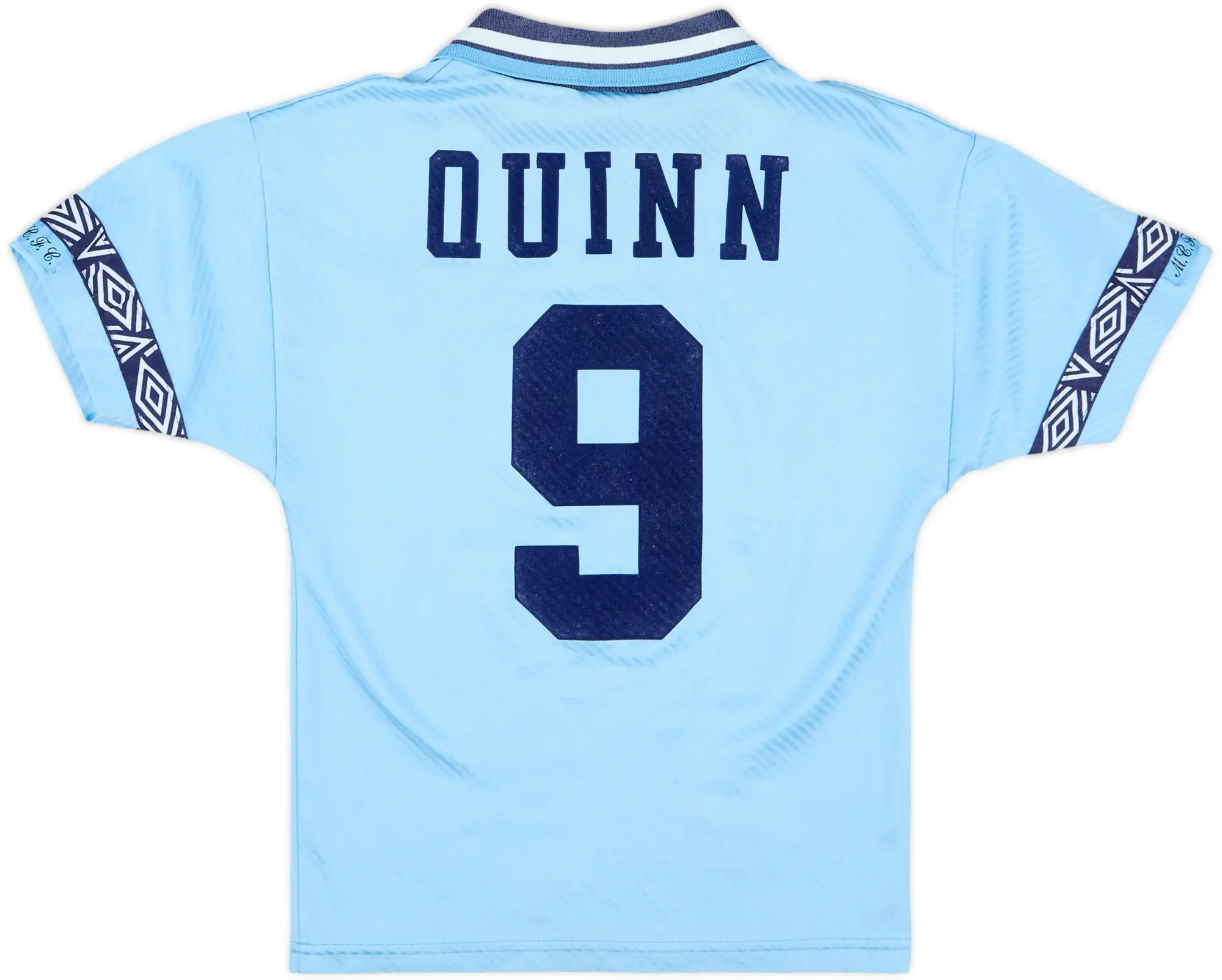 1993-95 Manchester City Home Shirt Quinn #9 - 8/10 - (S.Boys)