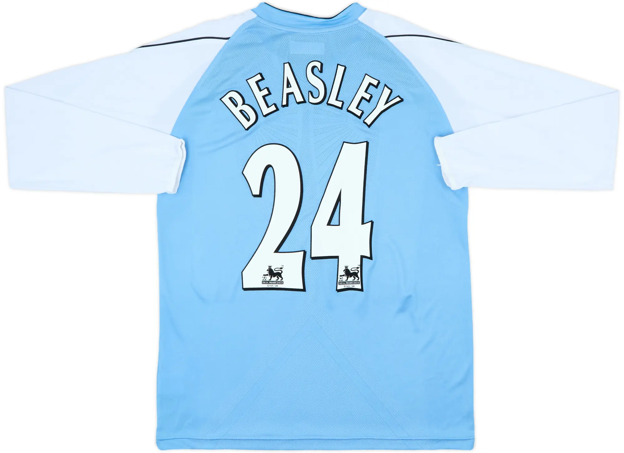 2006-07 Manchester City Home L/S Shirt Beasley #24 - 8/10 - (L)