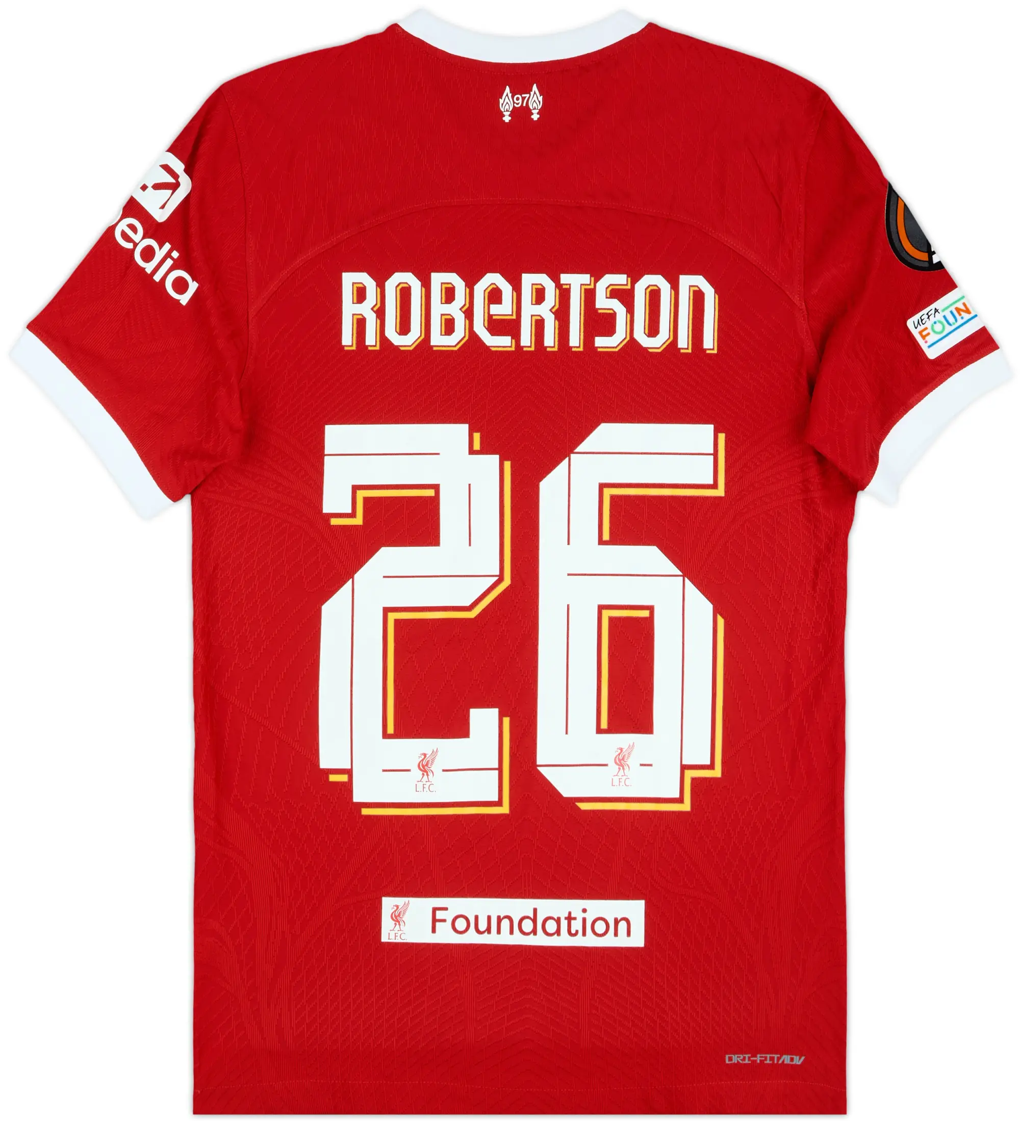 2023-24 Liverpool Match Issue Europa League Home Shirt Robertson #26