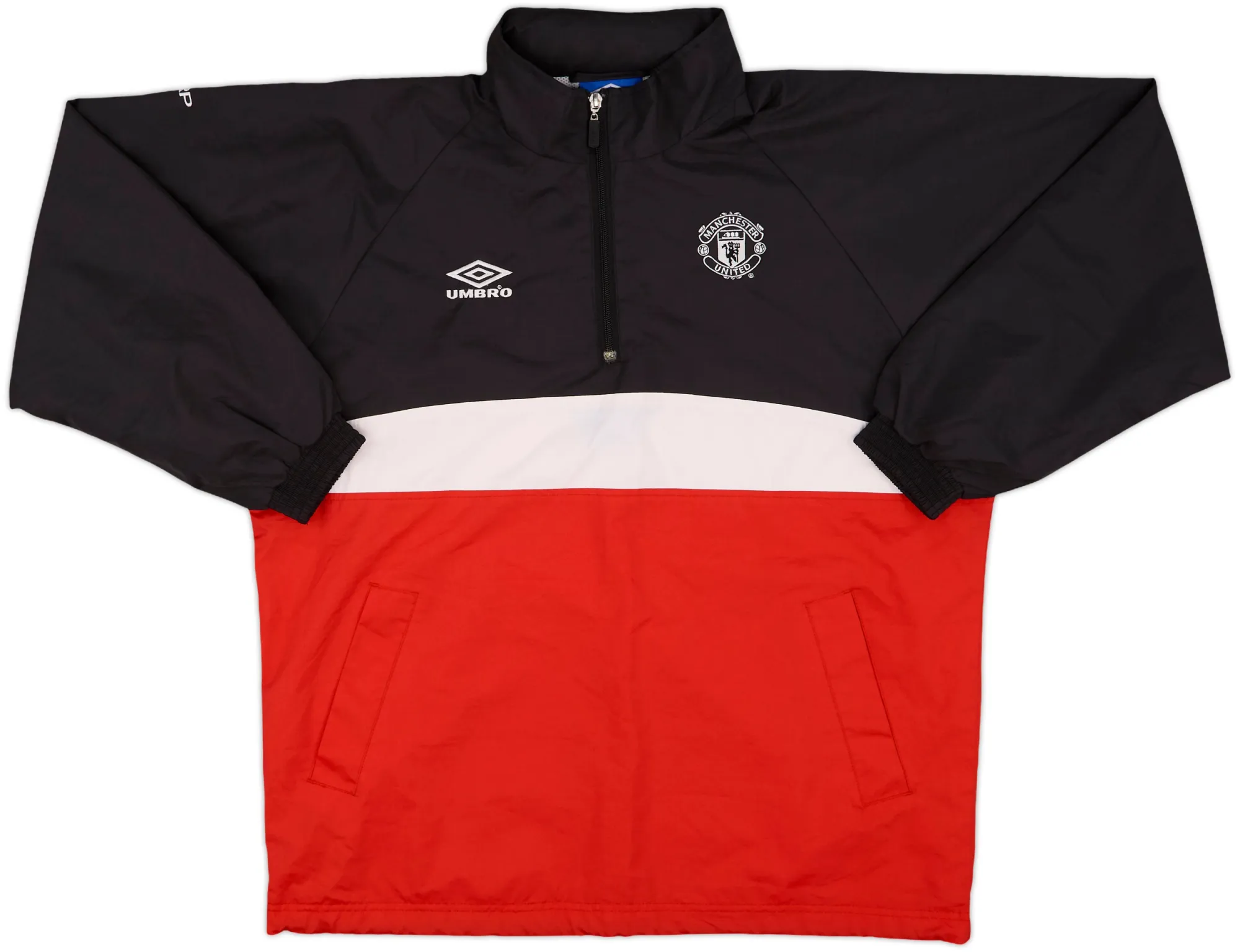 1998-00 Manchester United Umbro 1/4 Zip Drill Top - 10/10 - (XL.Boys)