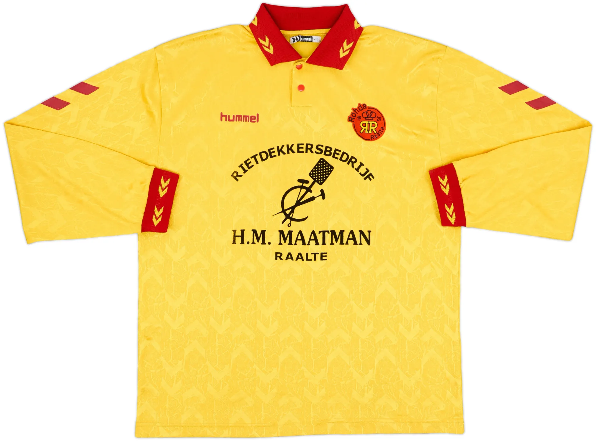 Hummel Rohda Raalte Mens LS Player Issue Home Shirt 1990/92