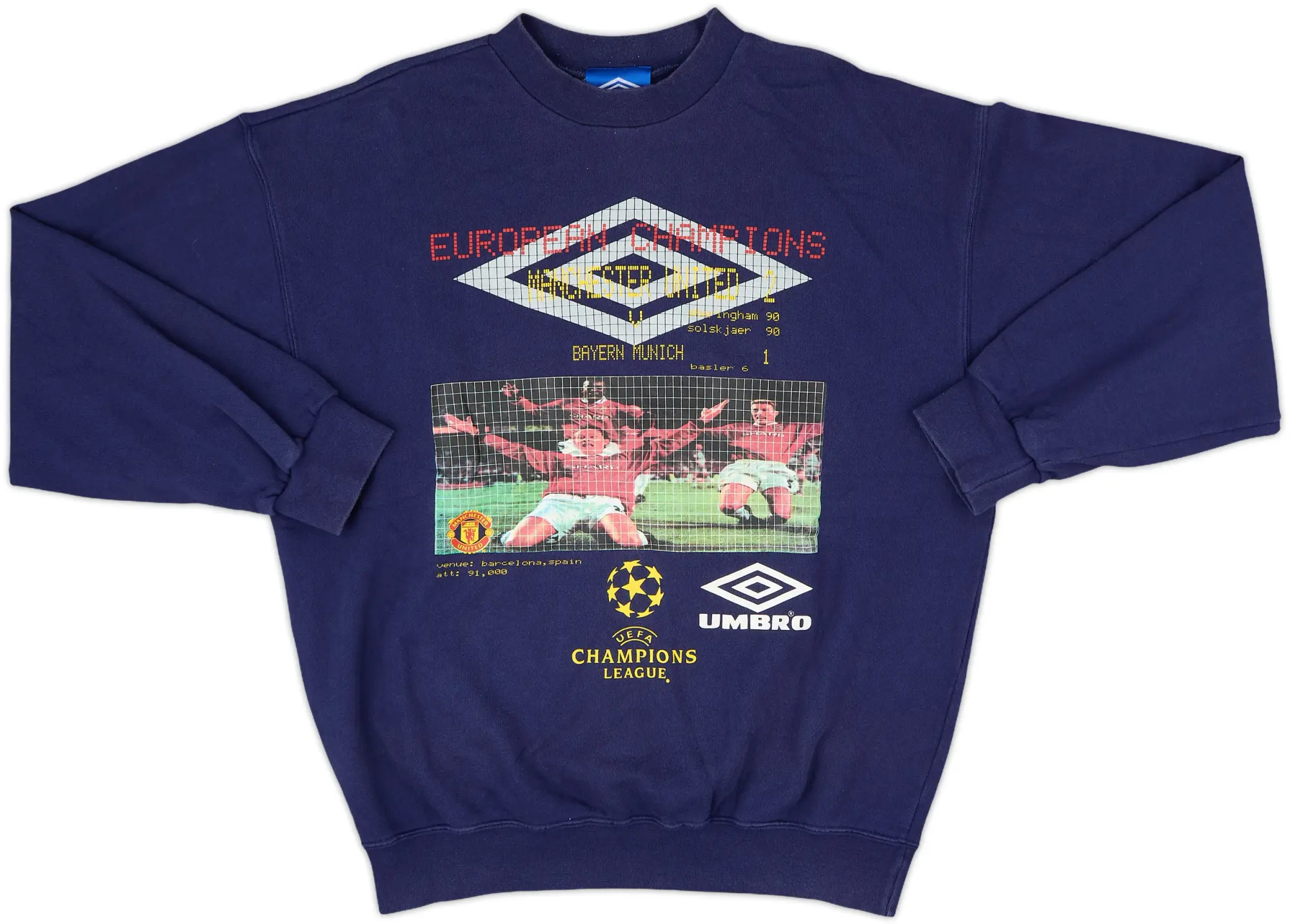 1998-99 Manchester United &#039;1999 CL Final&#039; Umbro Sweat Top - 10/10 - (L)