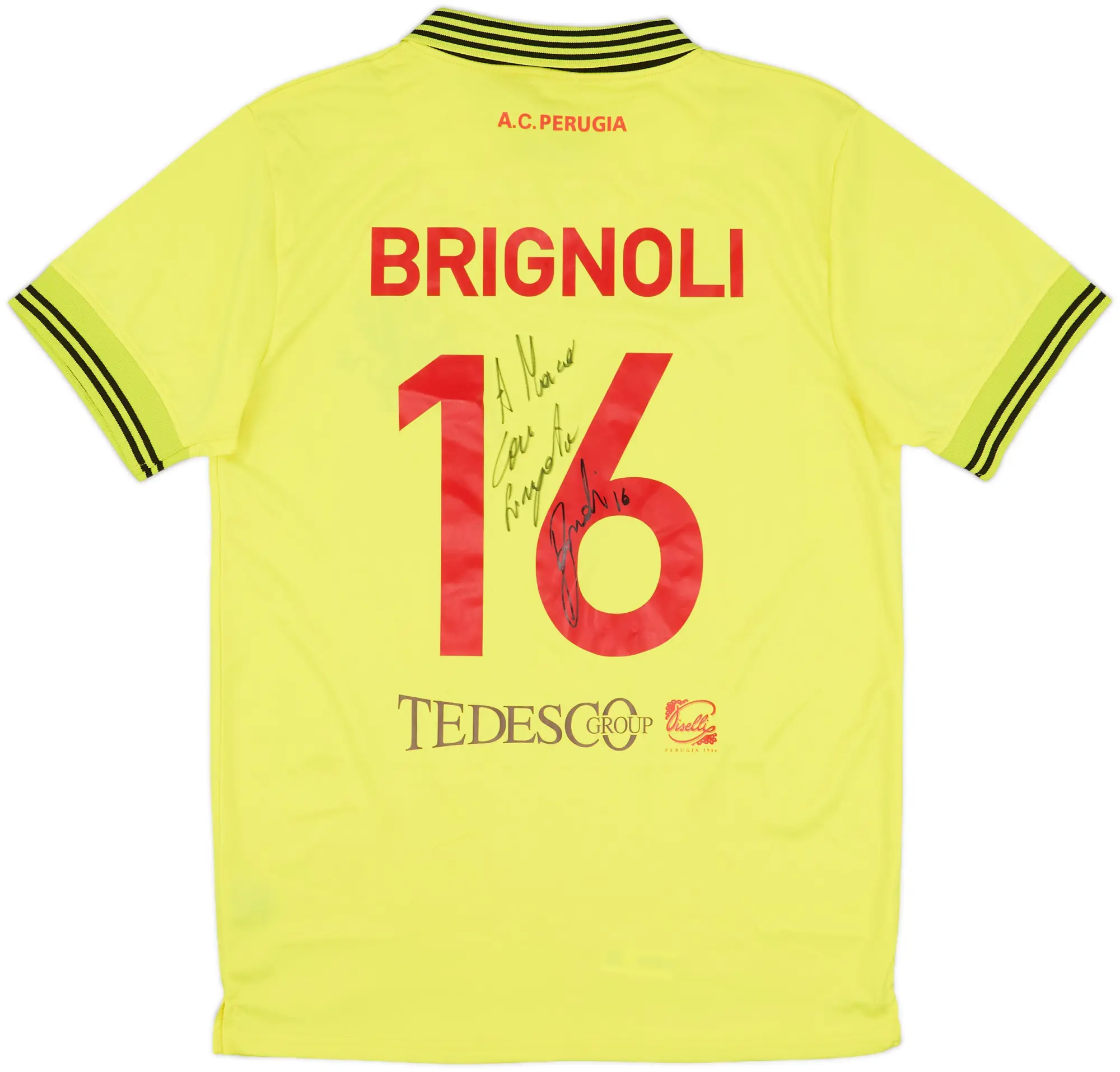 2016-17 Perugia Signed GK S/S Shirt Brignoli #16 - 8/10 - (XL)