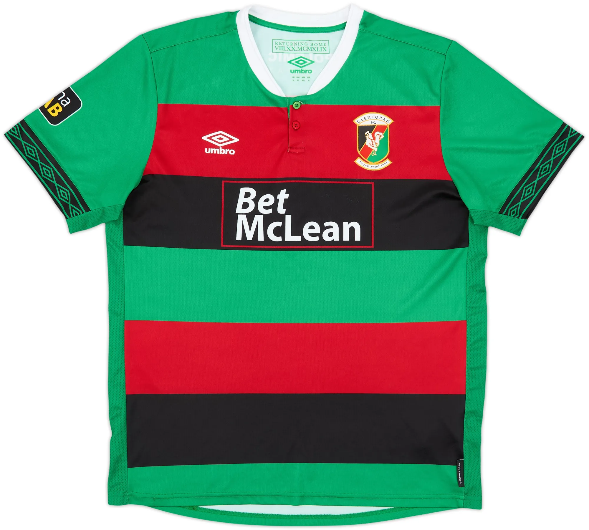 Umbro Glentoran Mens SS Home Shirt 2019/20