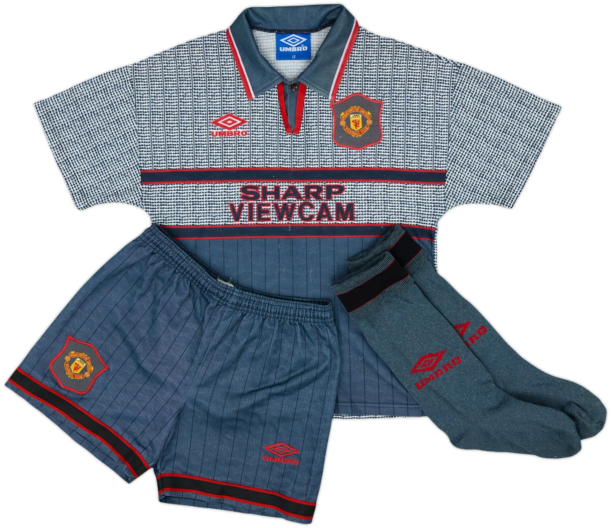 1995-96 Manchester United Away Full Kit - 9/10 - (L.Boys)