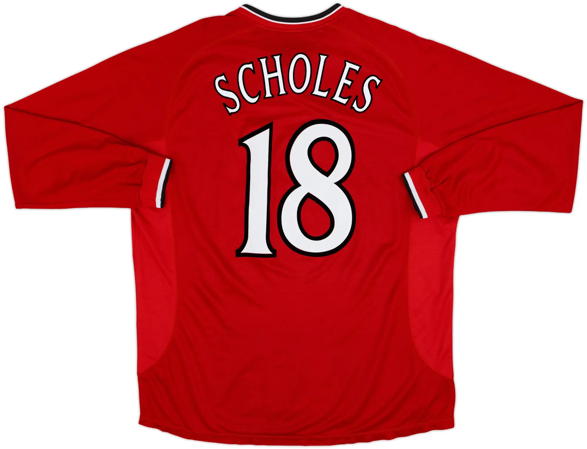2000-02 Manchester United Home L/S Shirt Scholes #18 - 9/10 - (XXL)