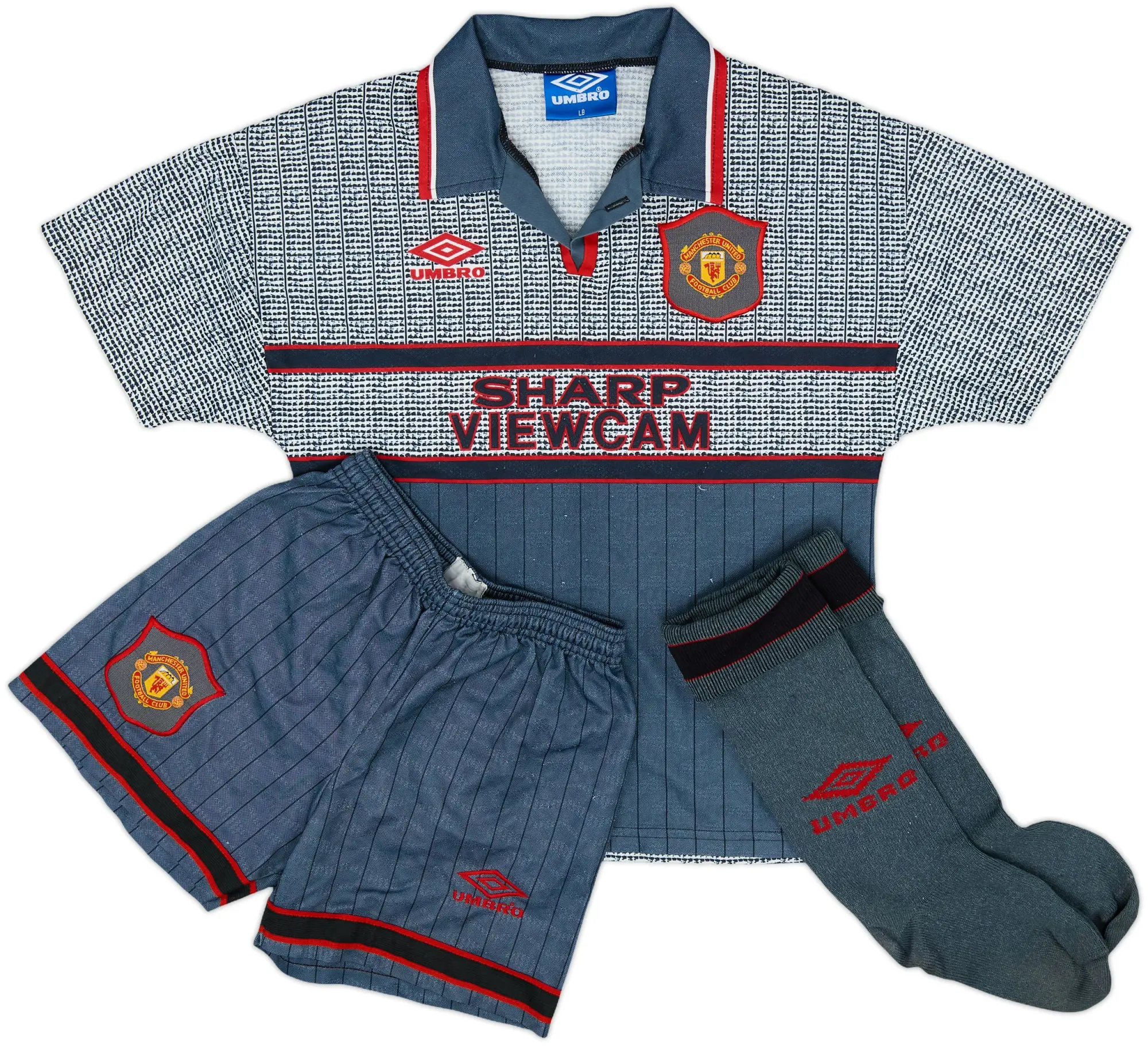 1995-96 Manchester United Away Full Kit - 7/10 - (L.Boys)