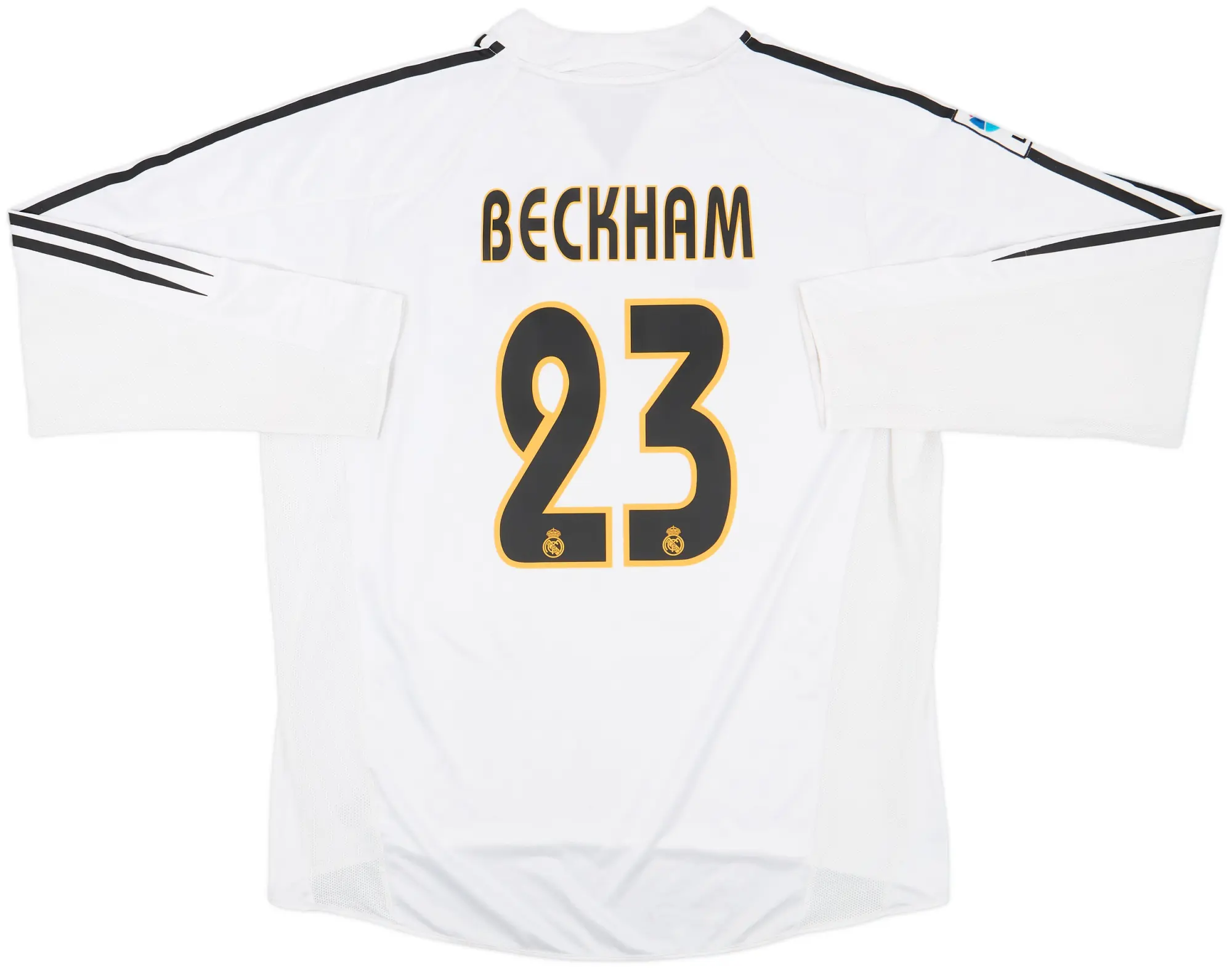 2004-05 Real Madrid Home L/S Shirt Beckham #23 - 8/10 - (XL)