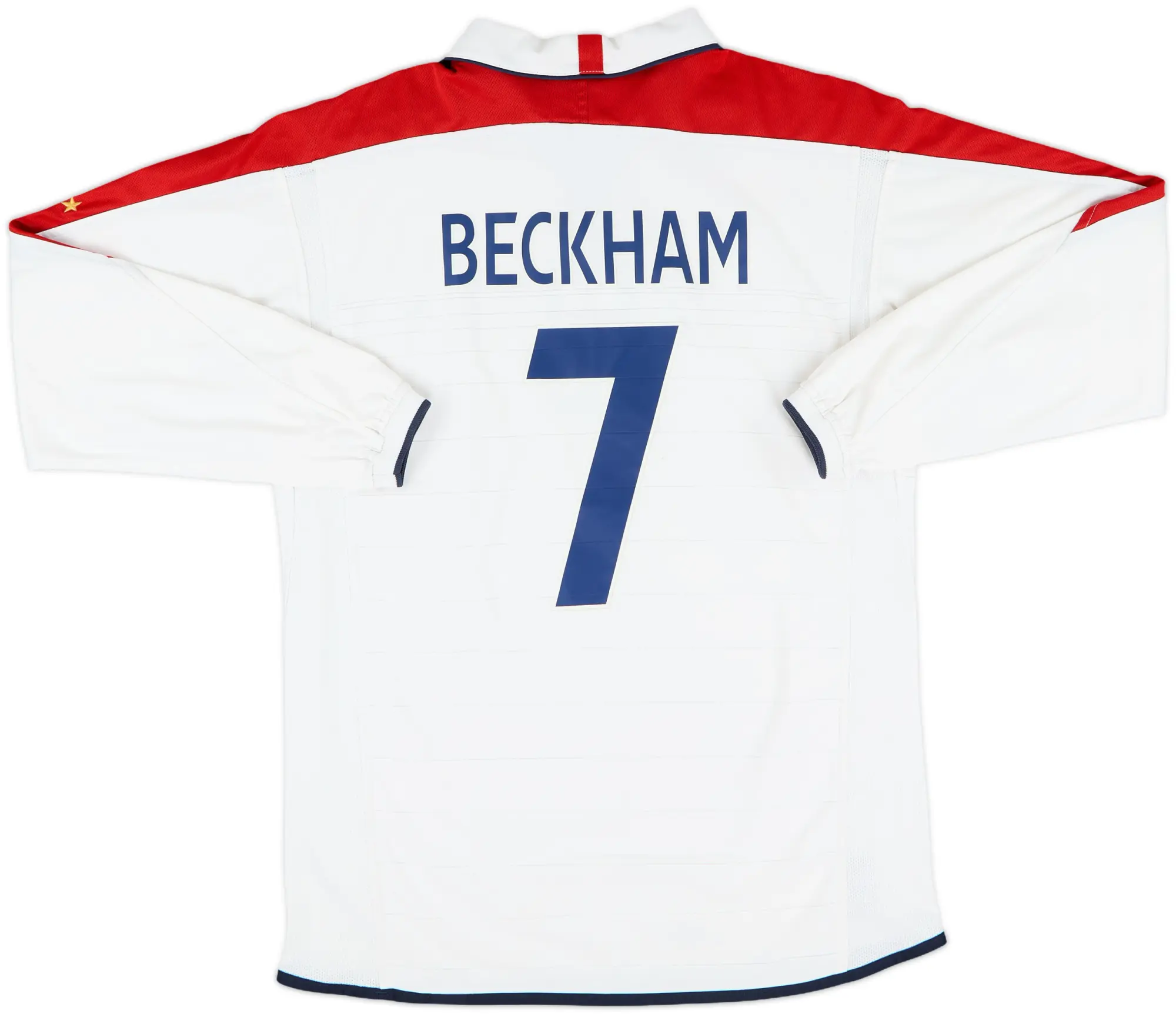 2003-05 England Home L/S Shirt Beckham #7 - 8/10 - (M)