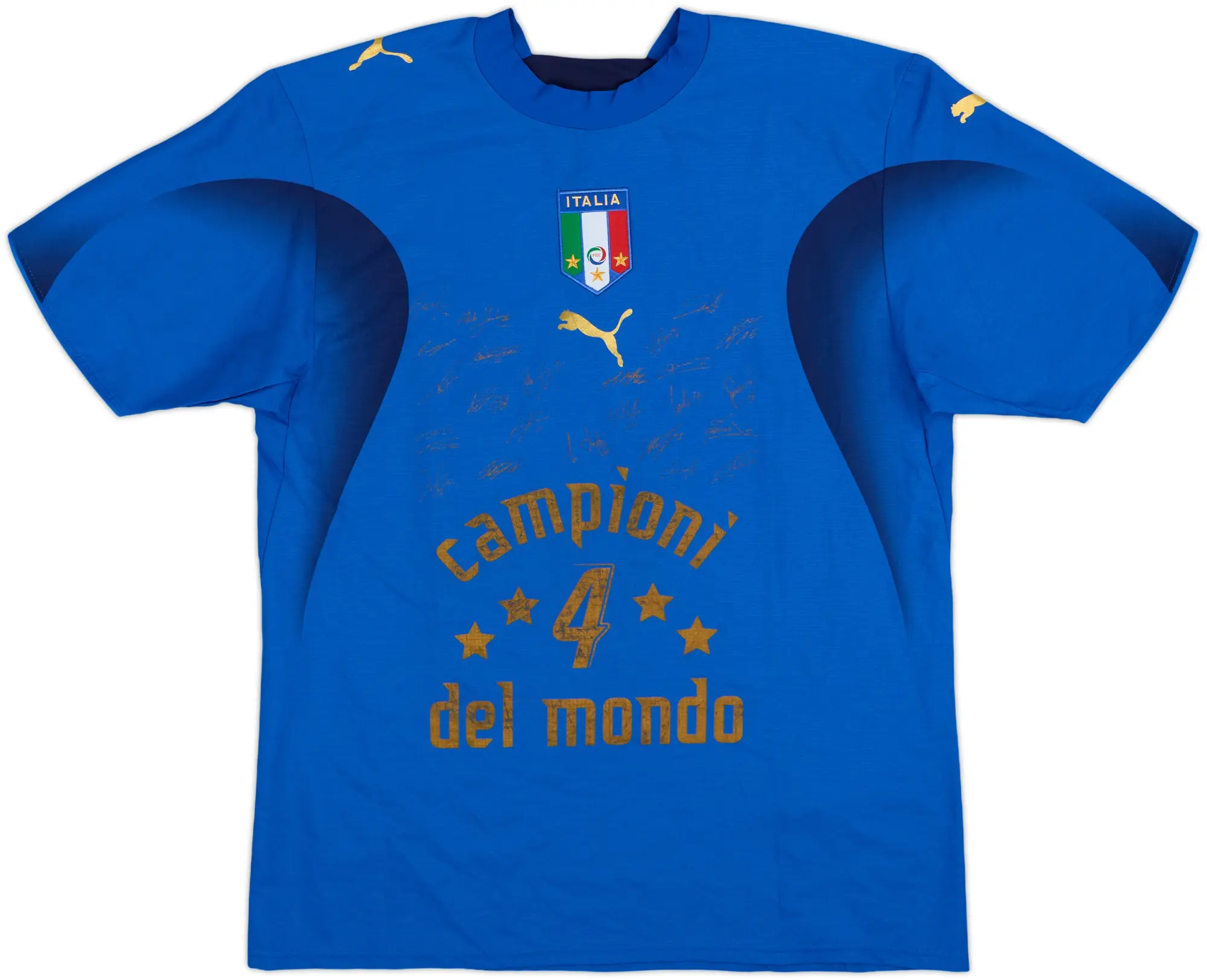 2006 Italy 'Campioni Del Mondo' 'Signed' Home Shirt - 7/10 - (M)