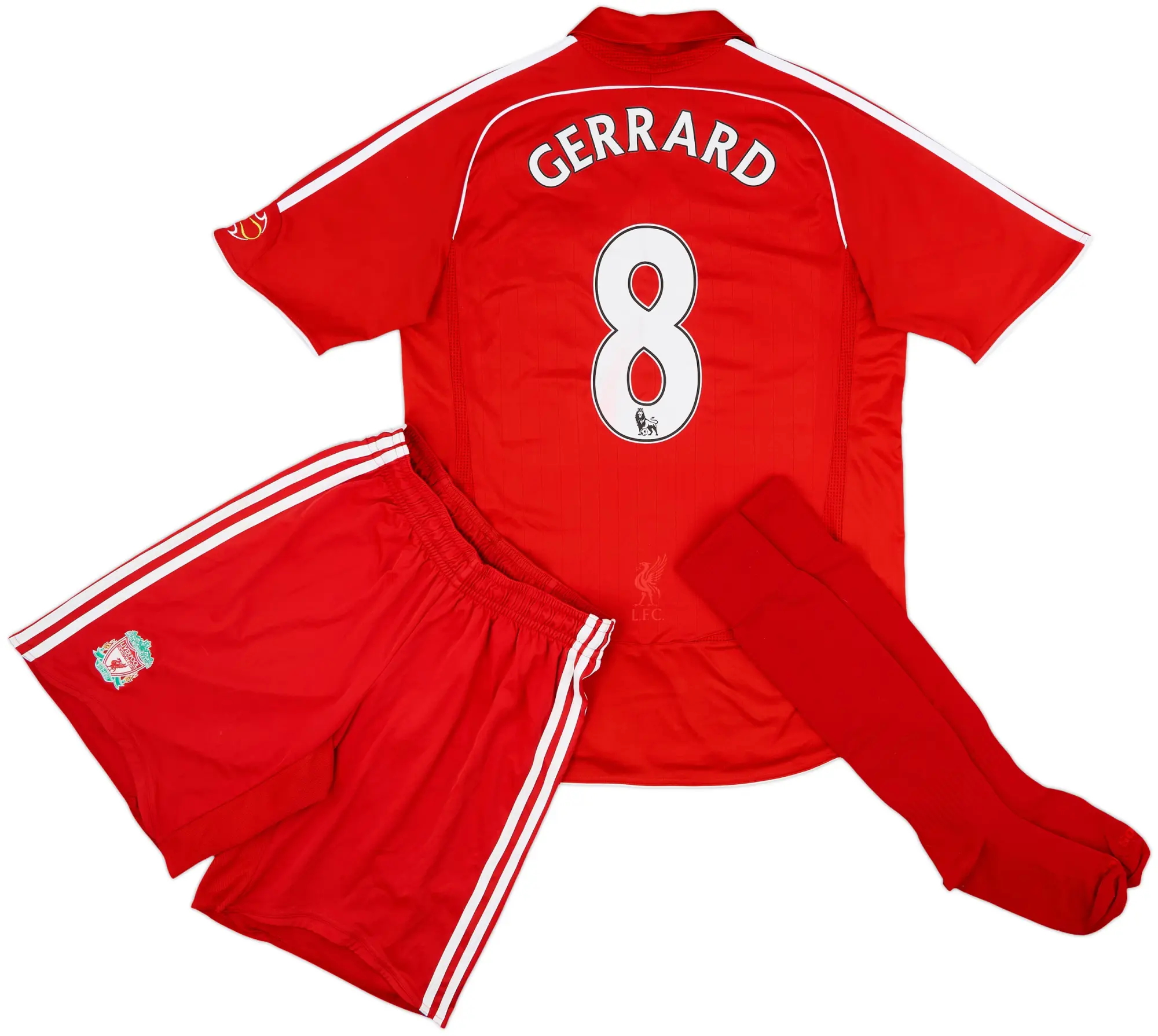 2006-08 Liverpool Full Home Kit Gerrard #8 - 8/10 - (M)